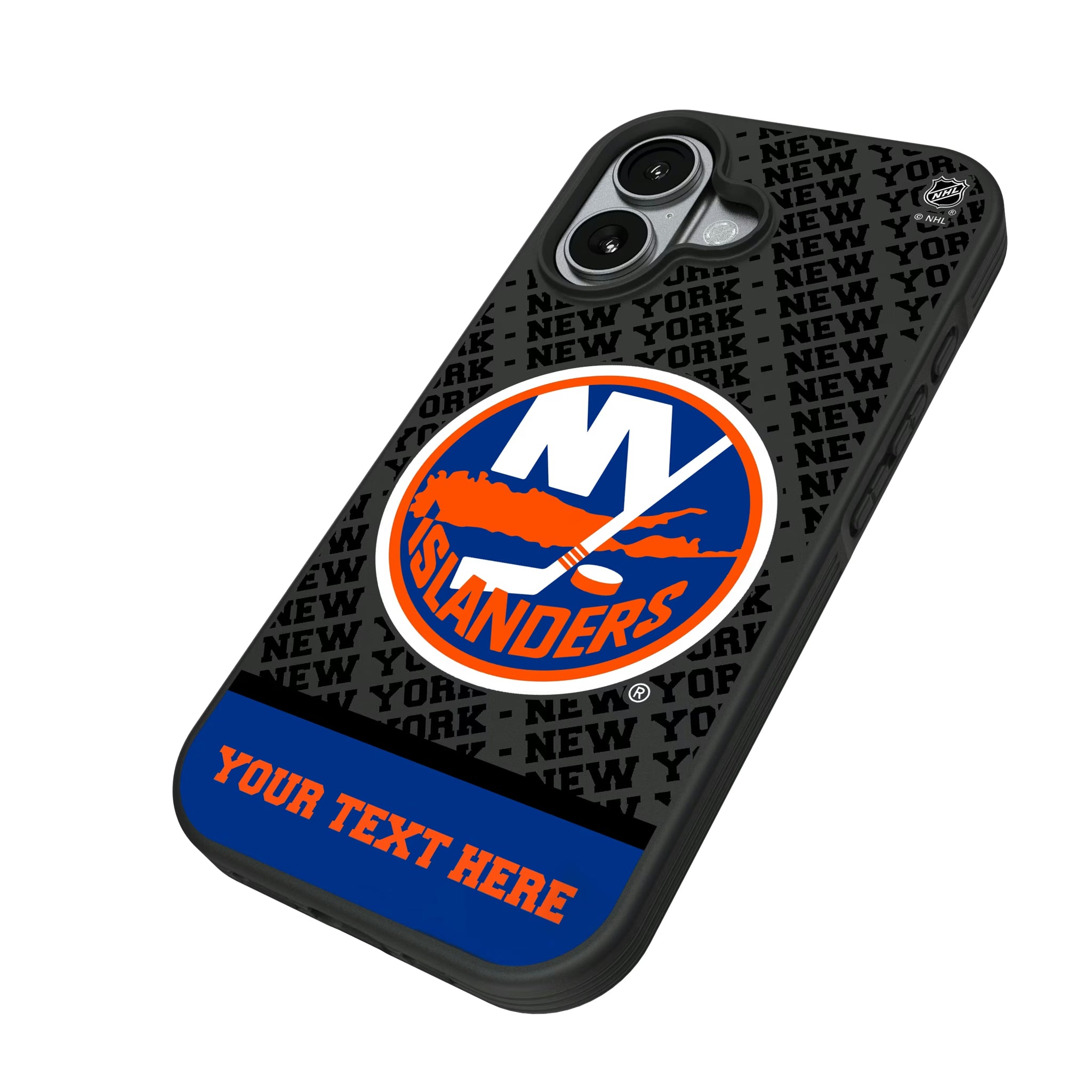 New York Islanders Personalized EndZone Plus iPhone Bump Phone Case for Apple iPhone - Isometric View#Device_iPhone 17