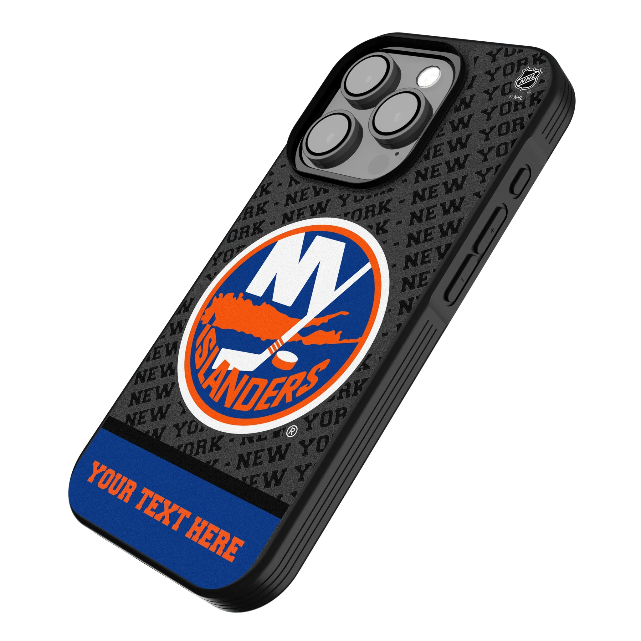 New York Islanders Personalized EndZone Plus iPhone Bump Phone Case for Apple iPhone - Isometric View