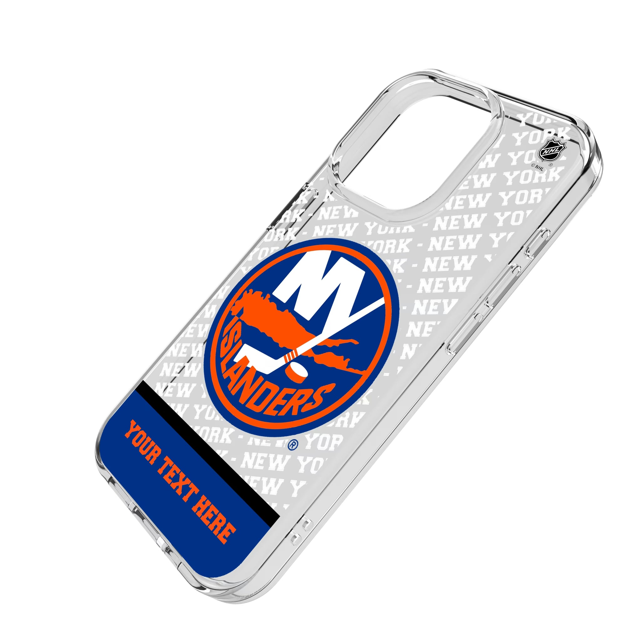 New York Islanders Personalized EndZone Plus iPhone Clear Phone Case for Apple iPhone - Isometric View