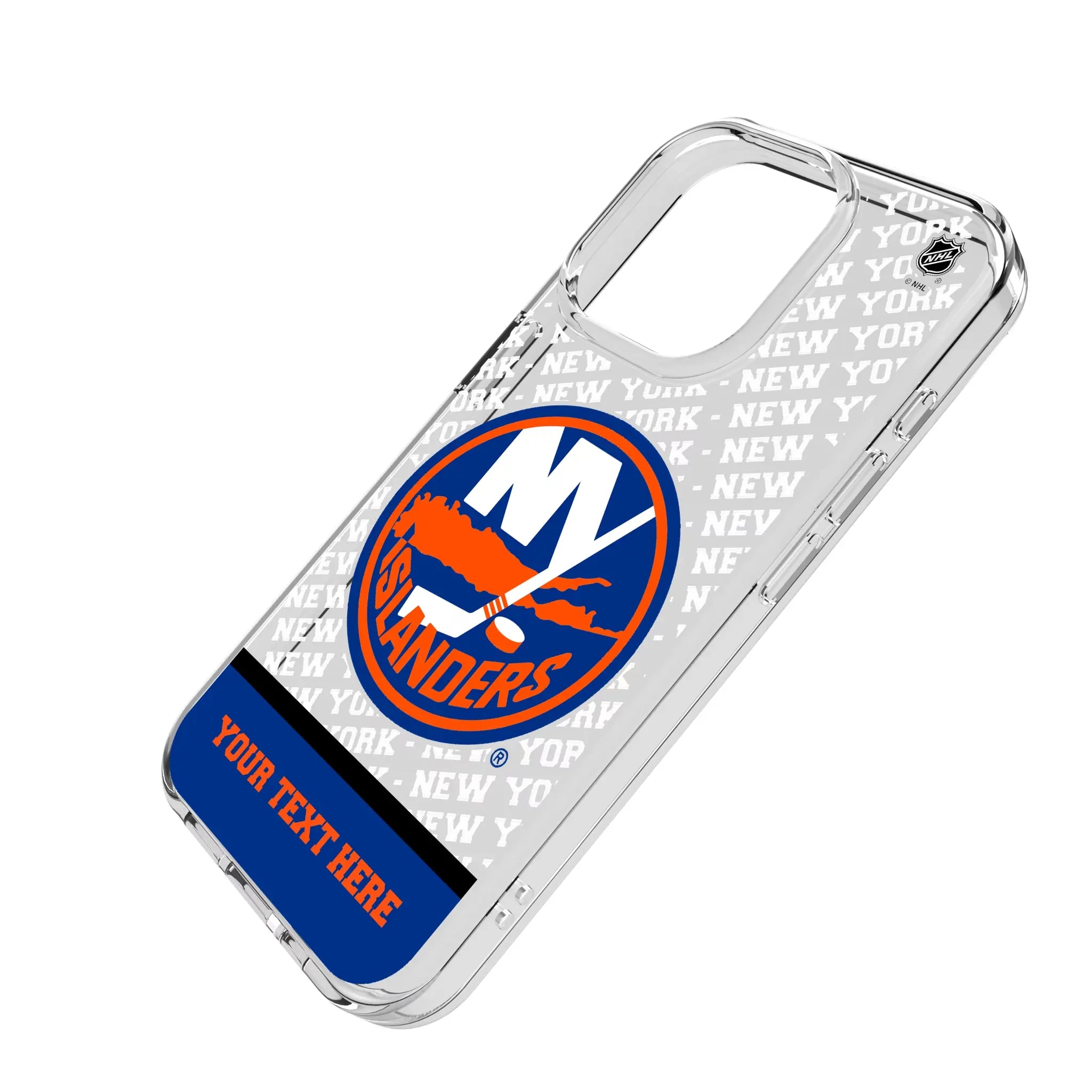 New York Islanders Personalized EndZone Plus iPhone Clear Phone Case for Apple iPhone - Isometric View