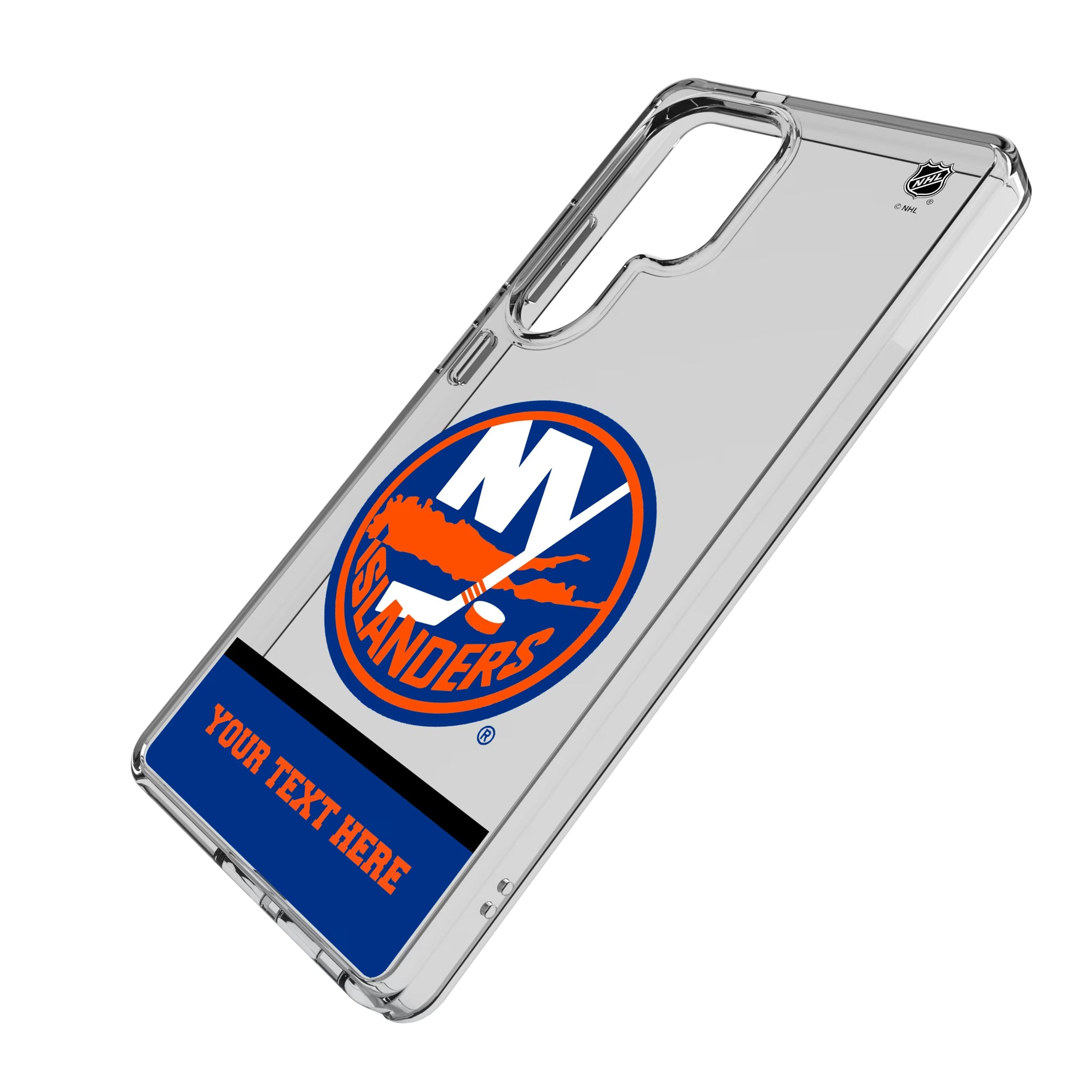 New York Islanders Personalized EndZone Plus Galaxy Clear Phone Case for Samsung Galaxy - Isometric View