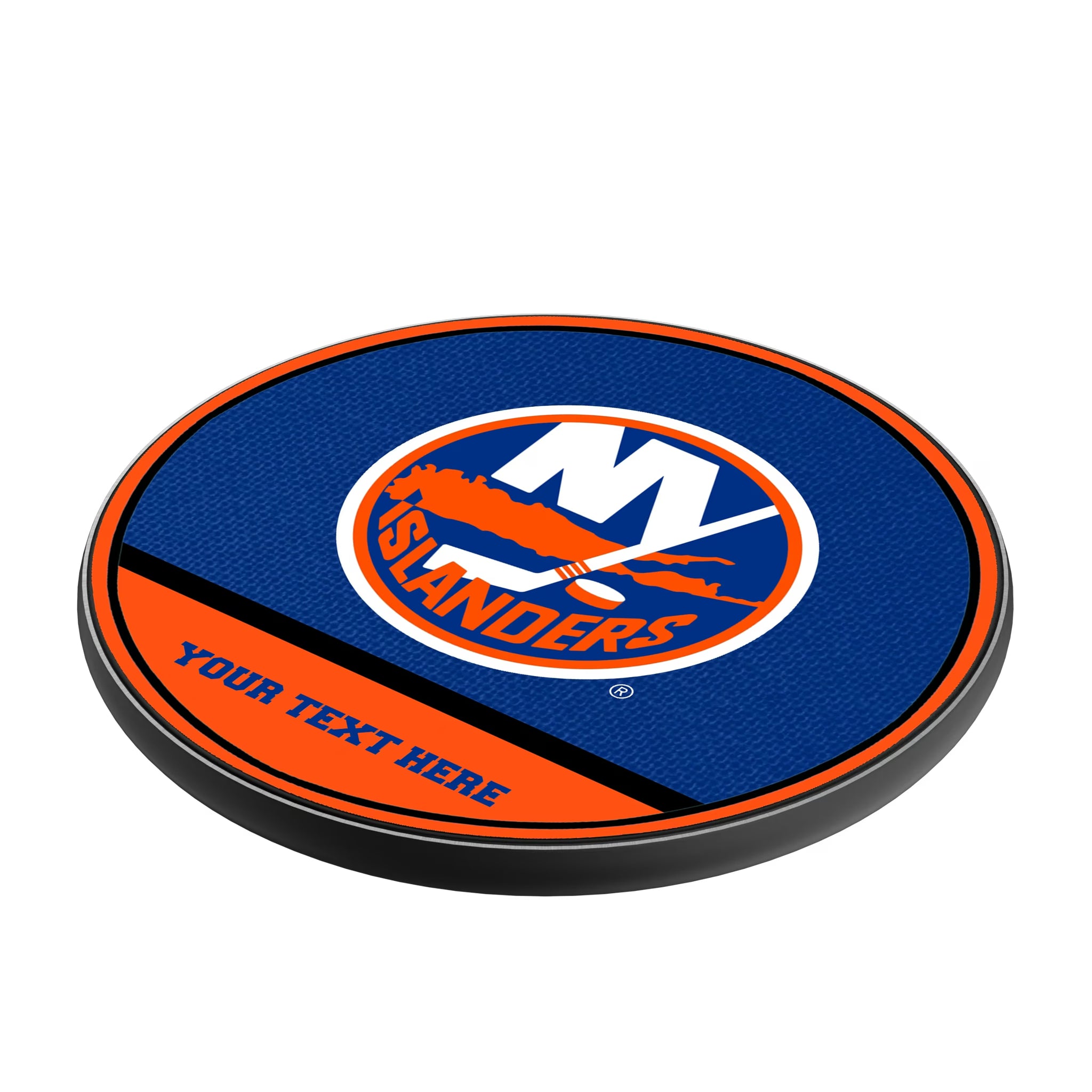 New York Islanders Personalized Endzone Solid 15-Watt Wireless Charger - Isometric View