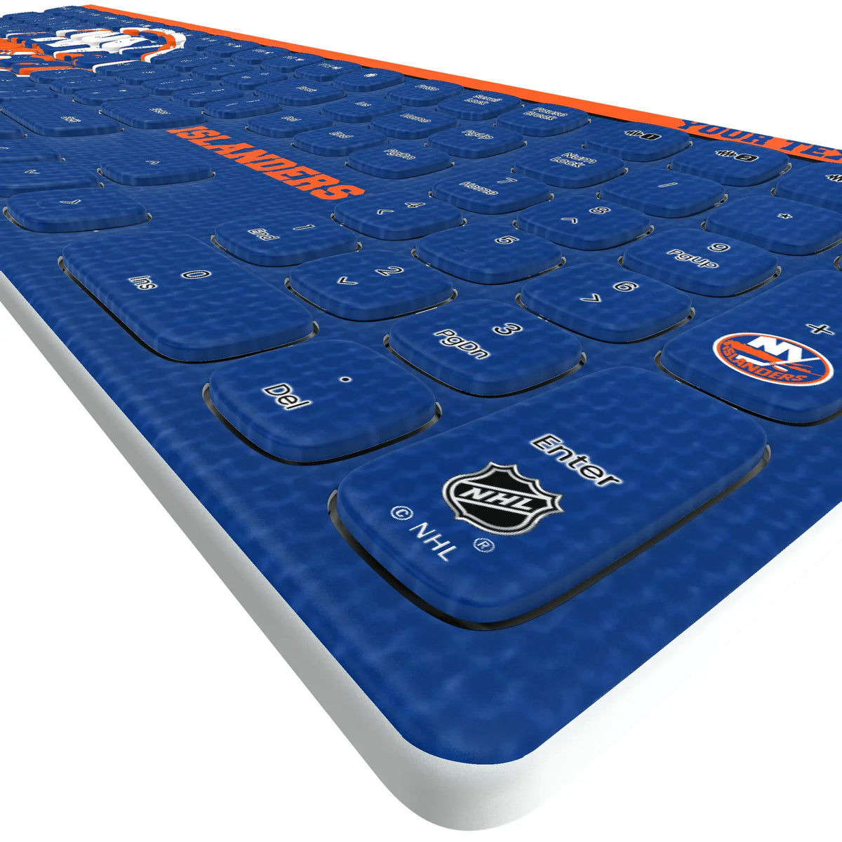 New York Islanders Personalized Endzone Solid KKB605 Curved Wireless Keyboard - Detail