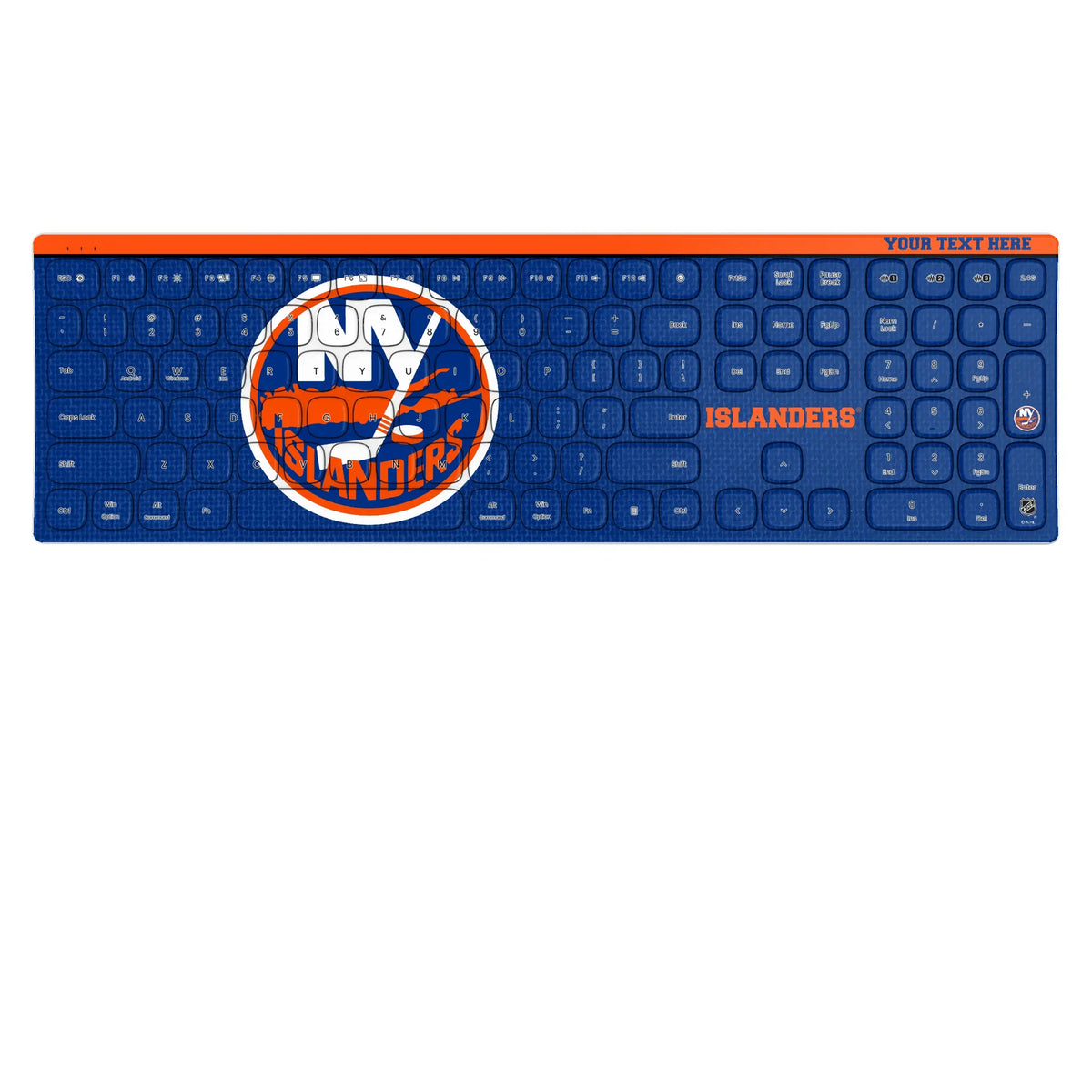 New York Islanders Personalized Endzone Solid KKB605 Curved Wireless Keyboard