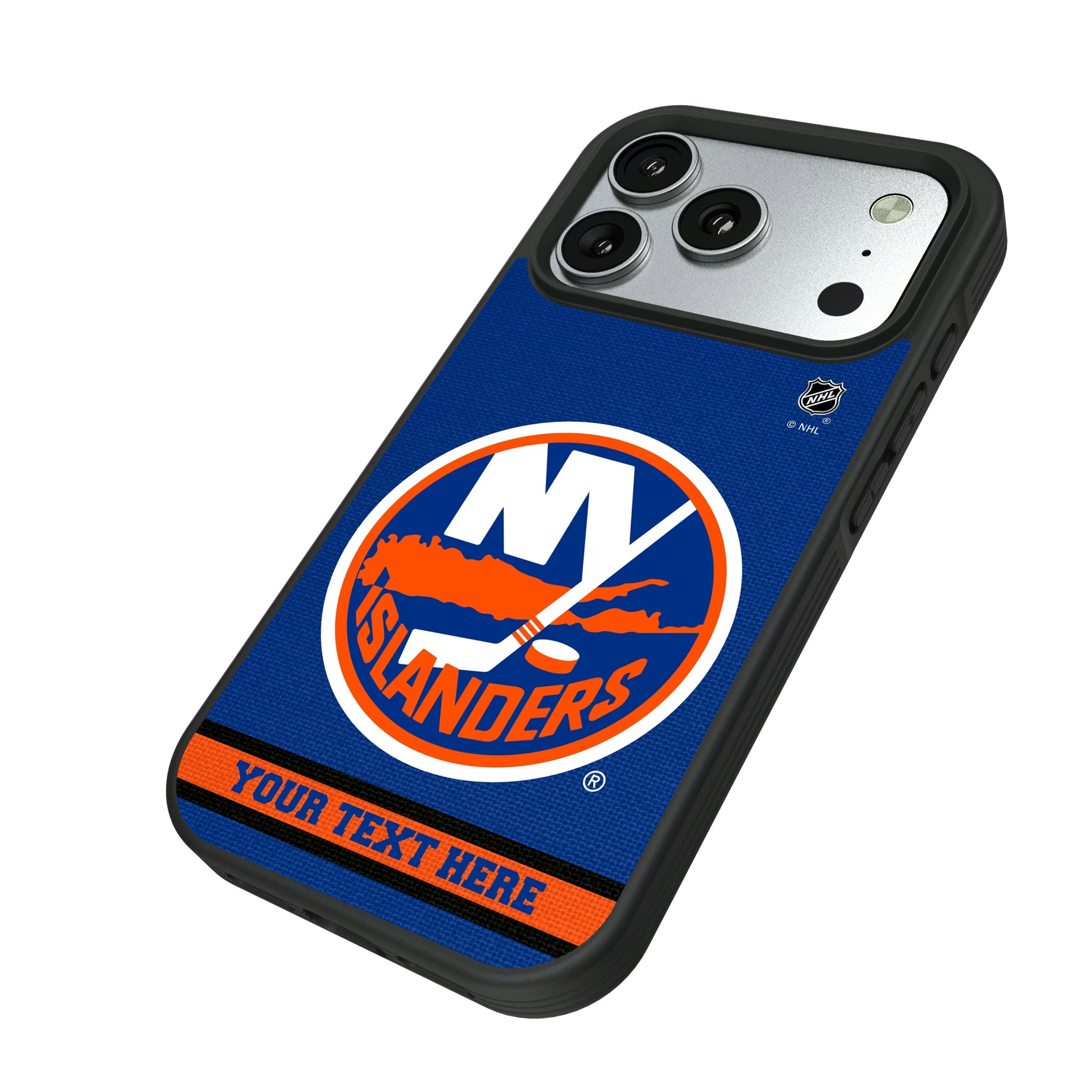 New York Islanders Personalized Stripe iPhone Bump Phone Case for Apple iPhone - Isometric View#Device_iPhone 17 Pro
