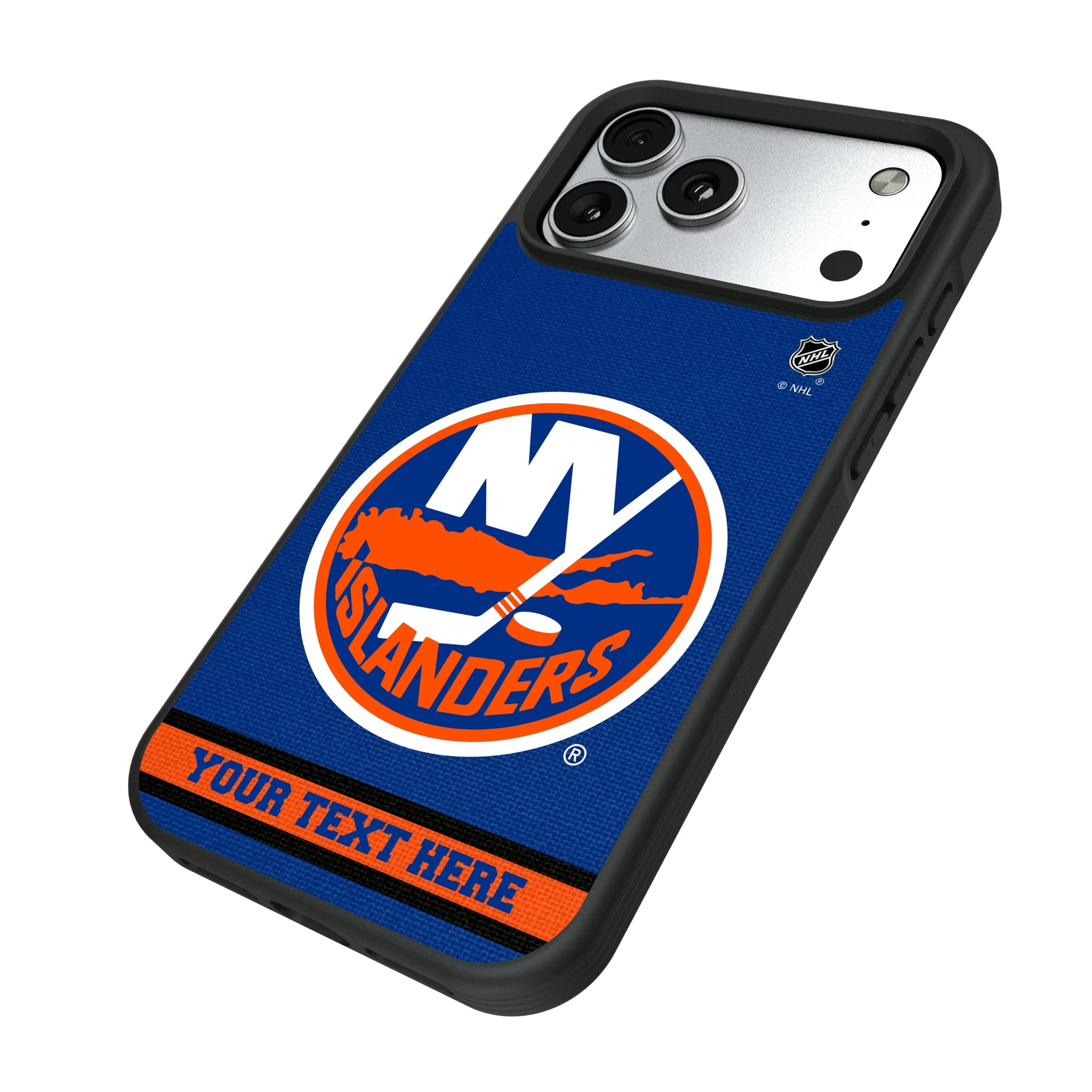New York Islanders Personalized Stripe iPhone Bump Phone Case for Apple iPhone - Isometric View#Device_iPhone 17 Pro Max