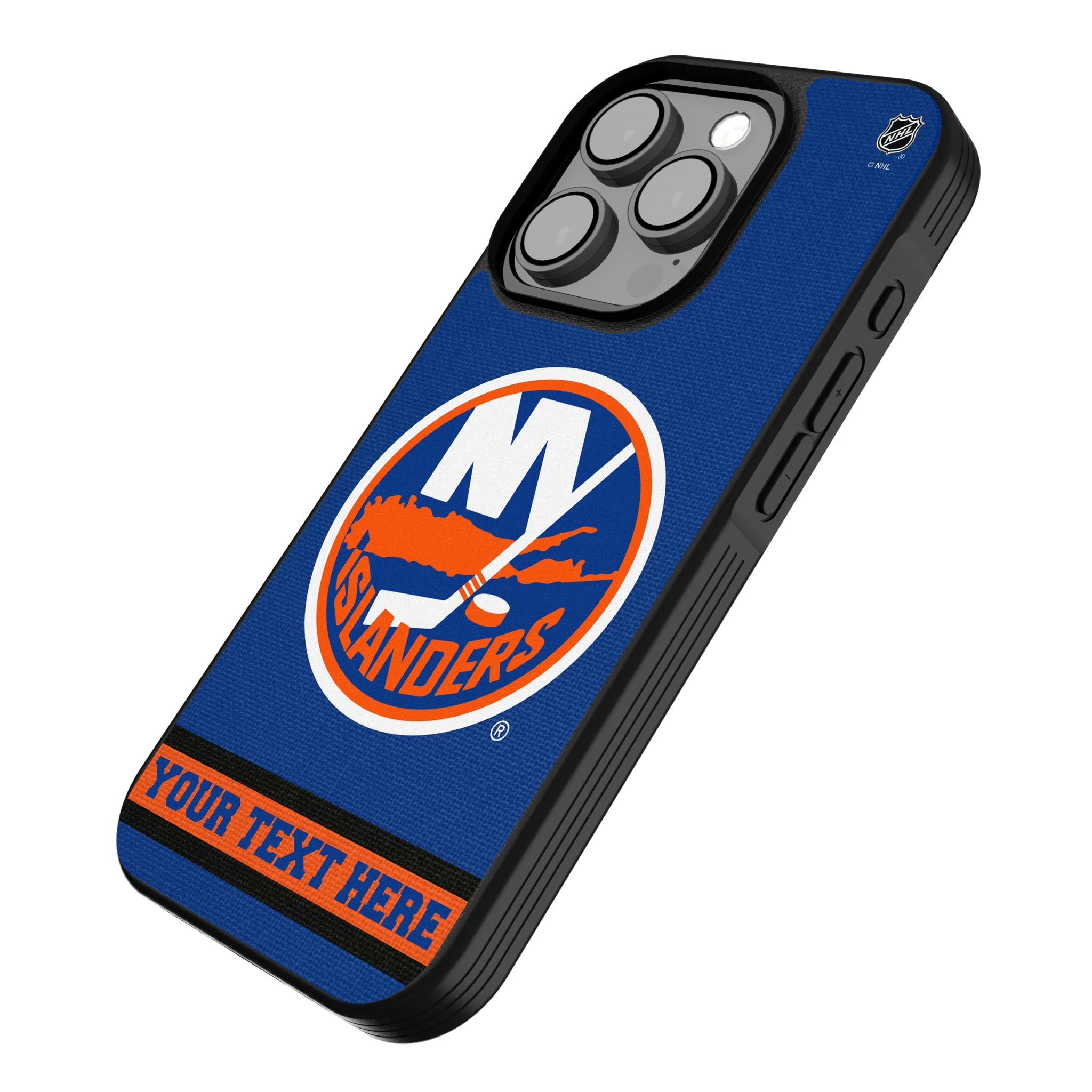 New York Islanders Personalized Stripe iPhone Bump Phone Case for Apple iPhone - Isometric View