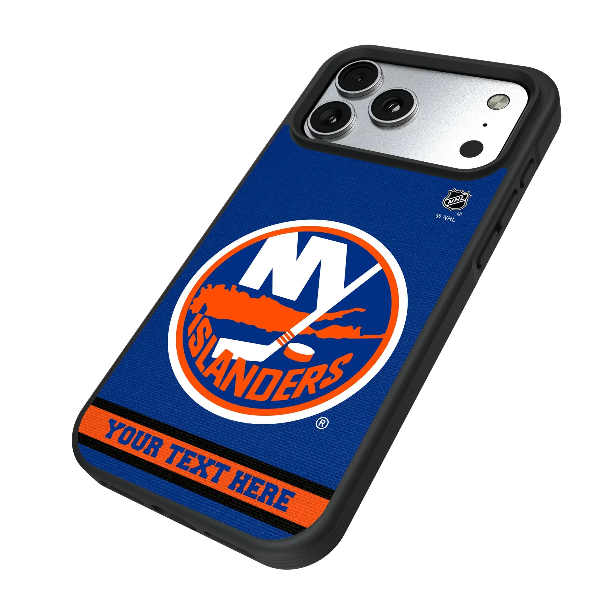 New York Islanders Personalized Stripe iPhone Bump Phone Case for Apple iPhone - Isometric View#Device_iPhone 17 Pro Max