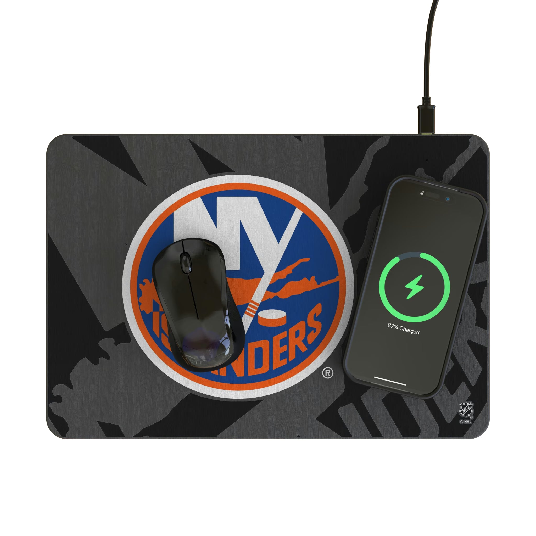 New York Islanders Personalized Tilt 15-Watt Wireless Charger and Mouse Pad - Lifestyle