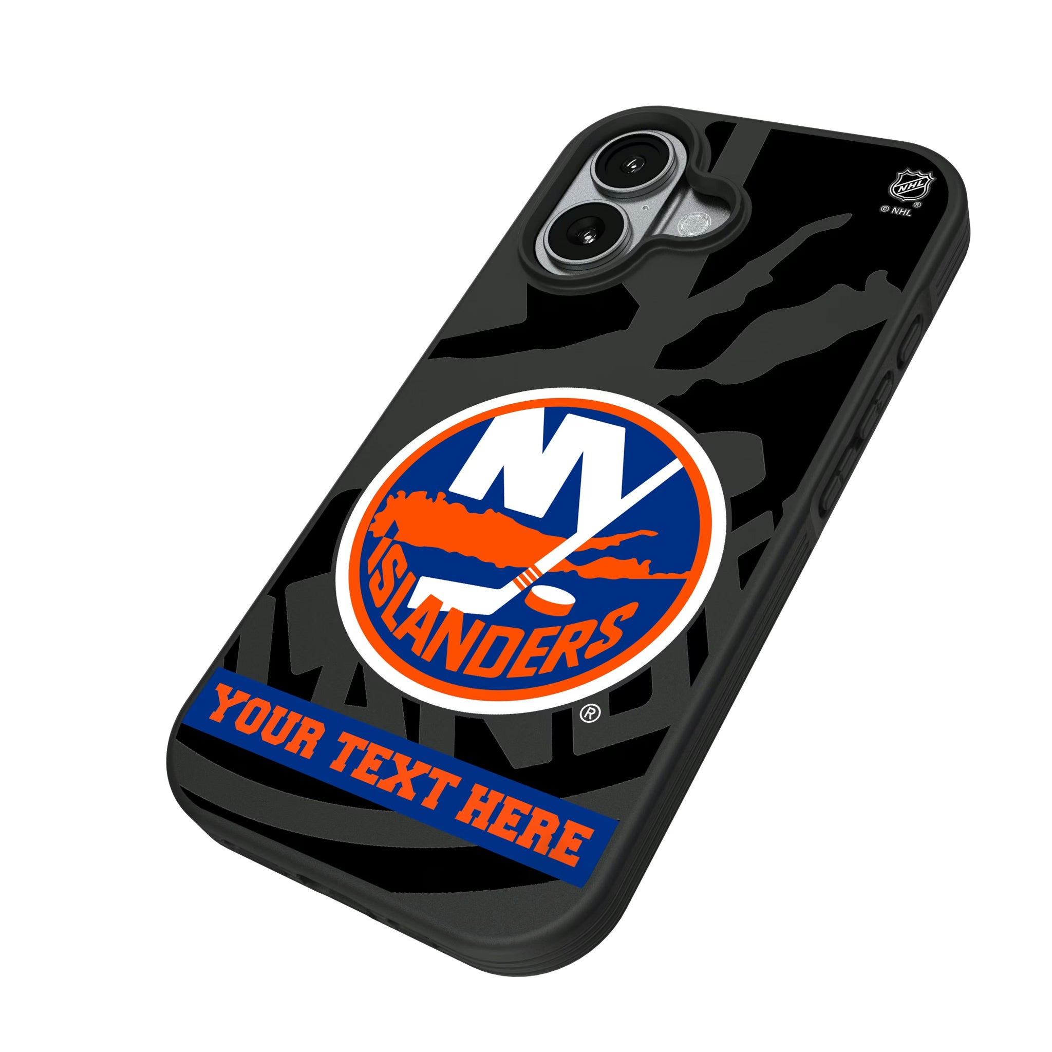 New York Islanders Personalized Tilt iPhone Bump Phone Case for Apple iPhone - Isometric View#Device_iPhone 17