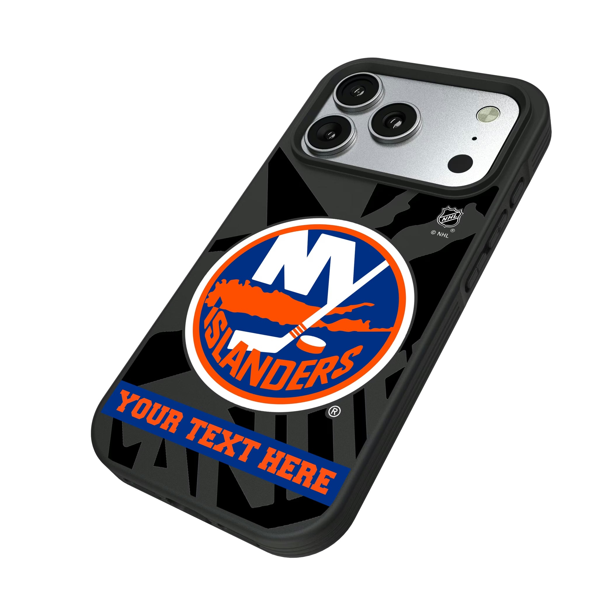 New York Islanders Personalized Tilt iPhone Bump Phone Case for Apple iPhone - Isometric View#Device_iPhone 17 Pro