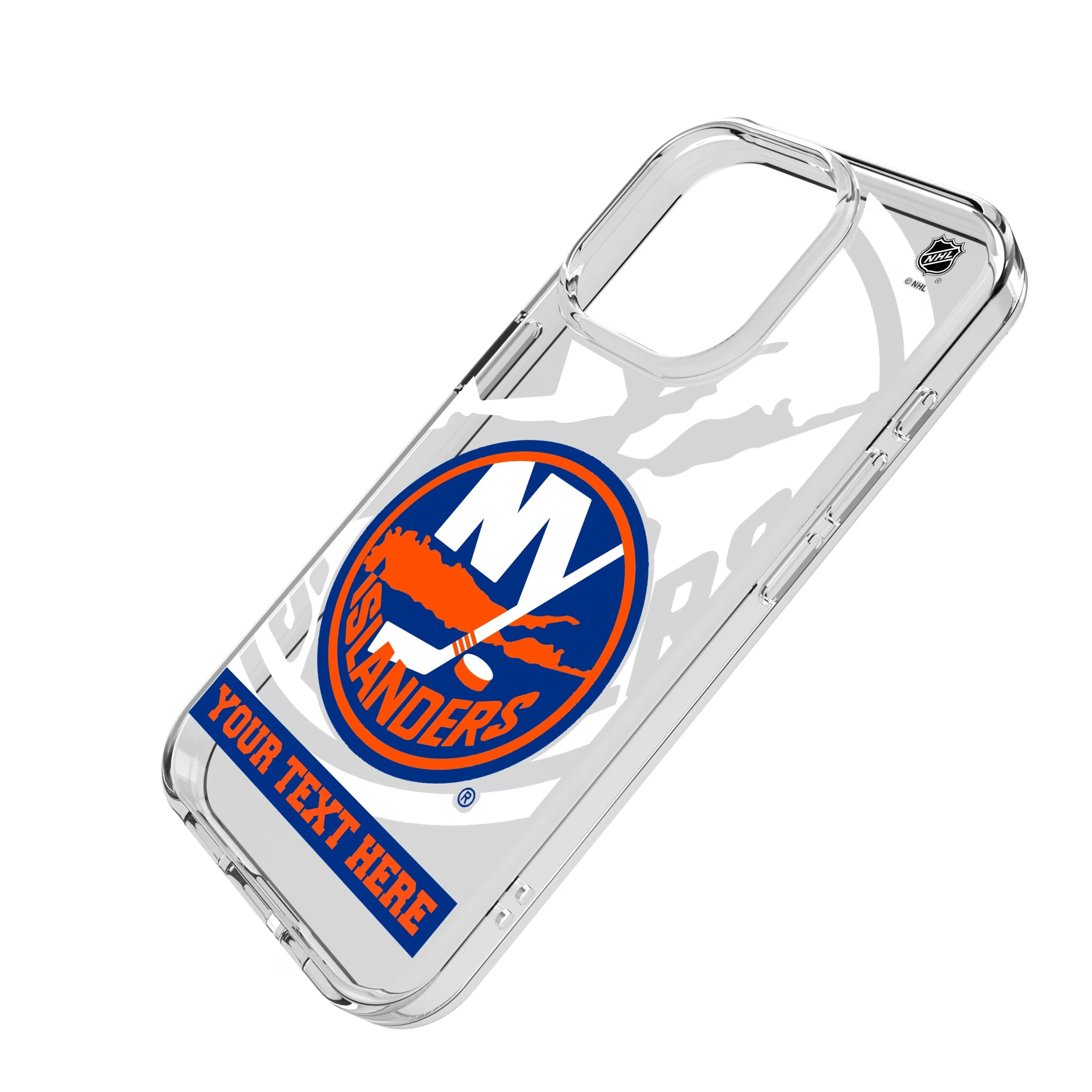 New York Islanders Personalized Tilt iPhone Clear Phone Case for Apple iPhone - Isometric View