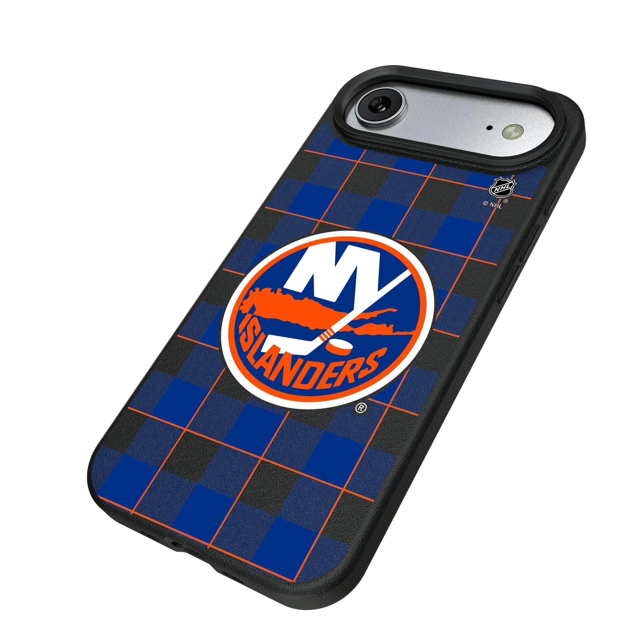 New York Islanders Plaid iPhone MagSafe Compatible Phone Case for Apple iPhone - Isometric View#Device_iPhone Air