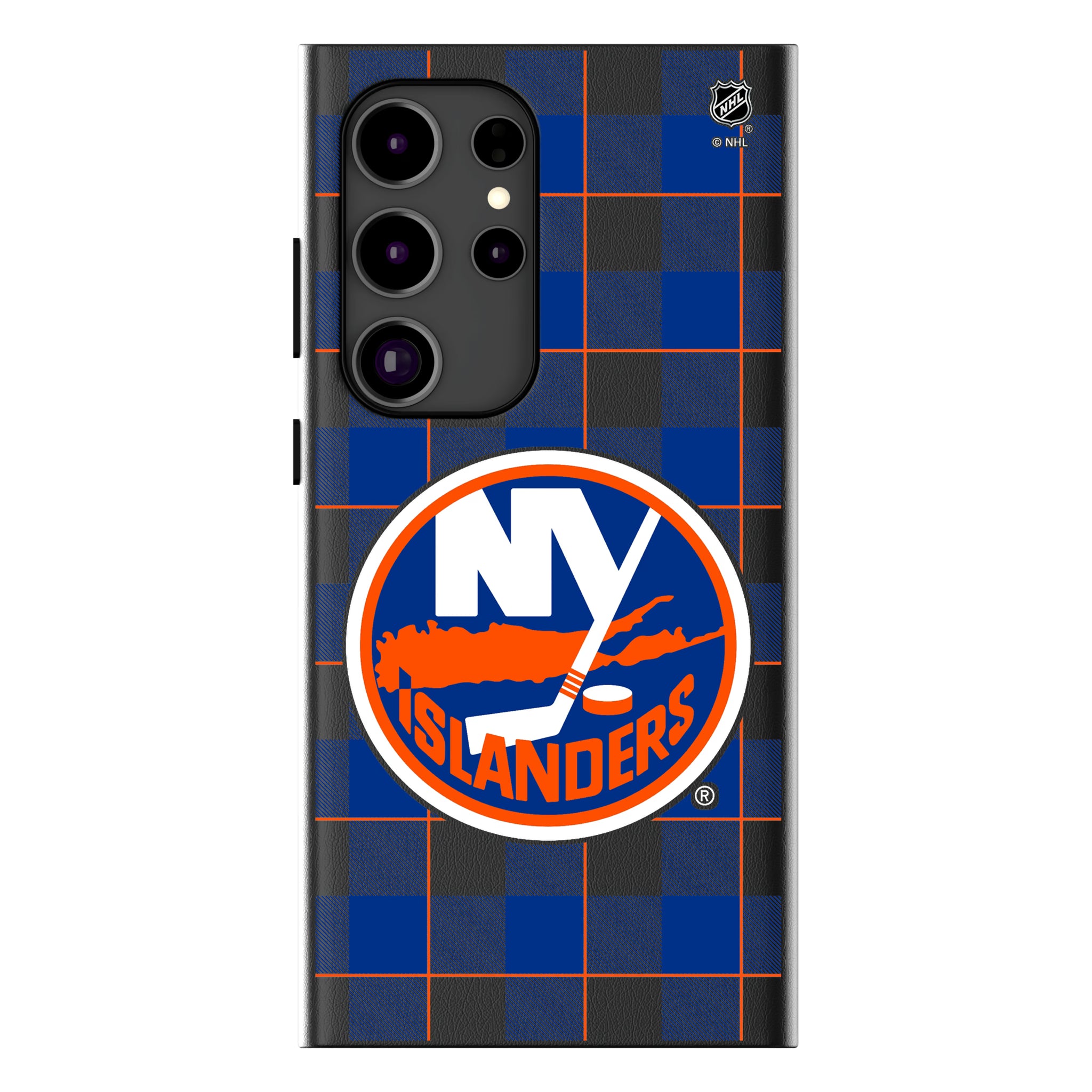 New York Islanders Plaid Galaxy MagSafe Compatible Phone Case for Samsung Galaxy