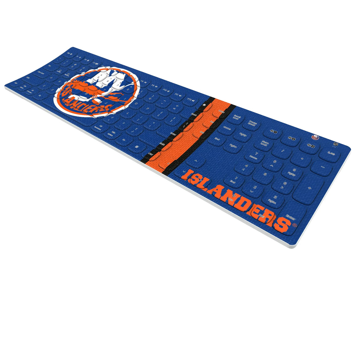 New York Islanders Stripe KKB605 Curved Wireless Keyboard - Isometric View