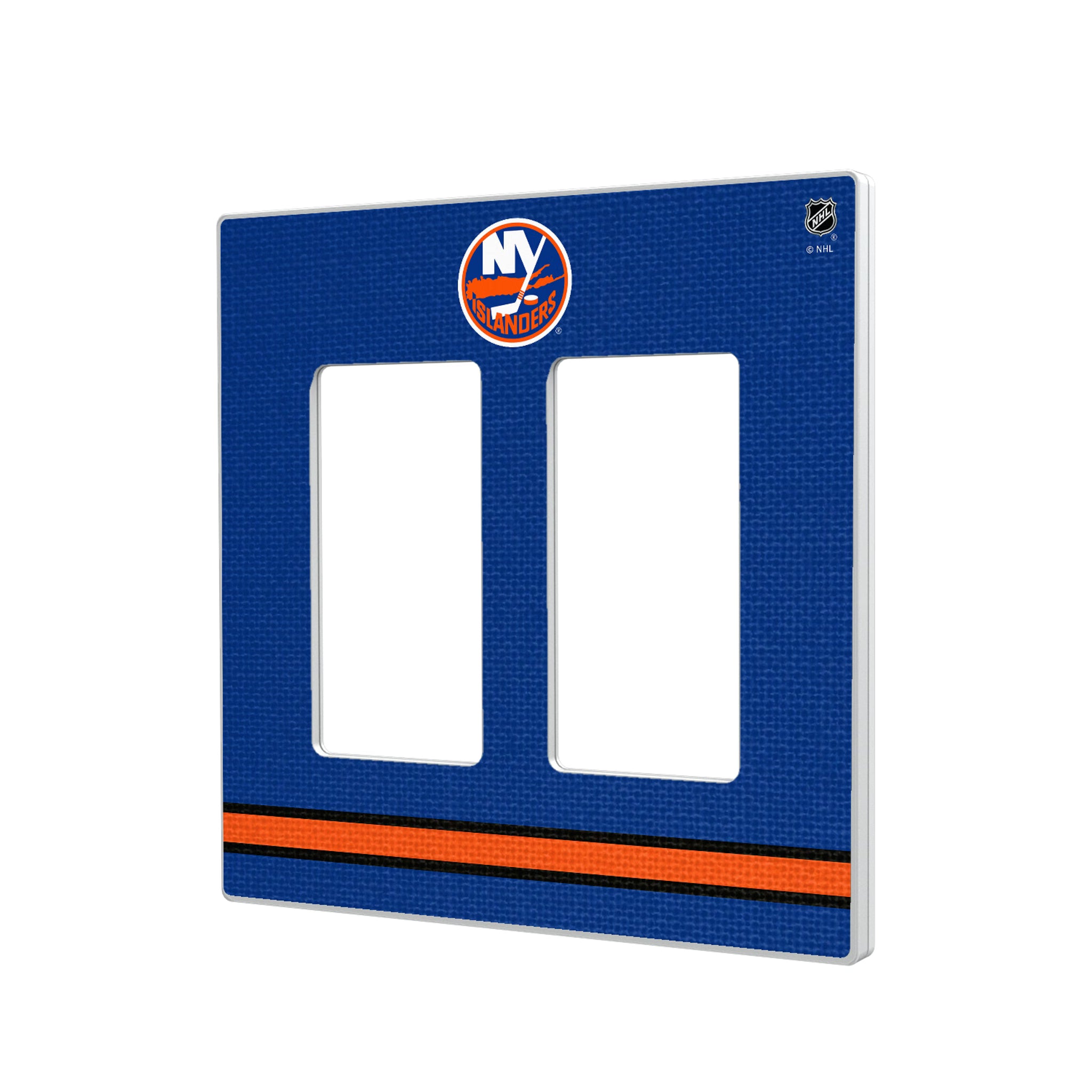 New York Islanders Stripe Hidden-Screw Light Switch Plate#Style_Double Rocker