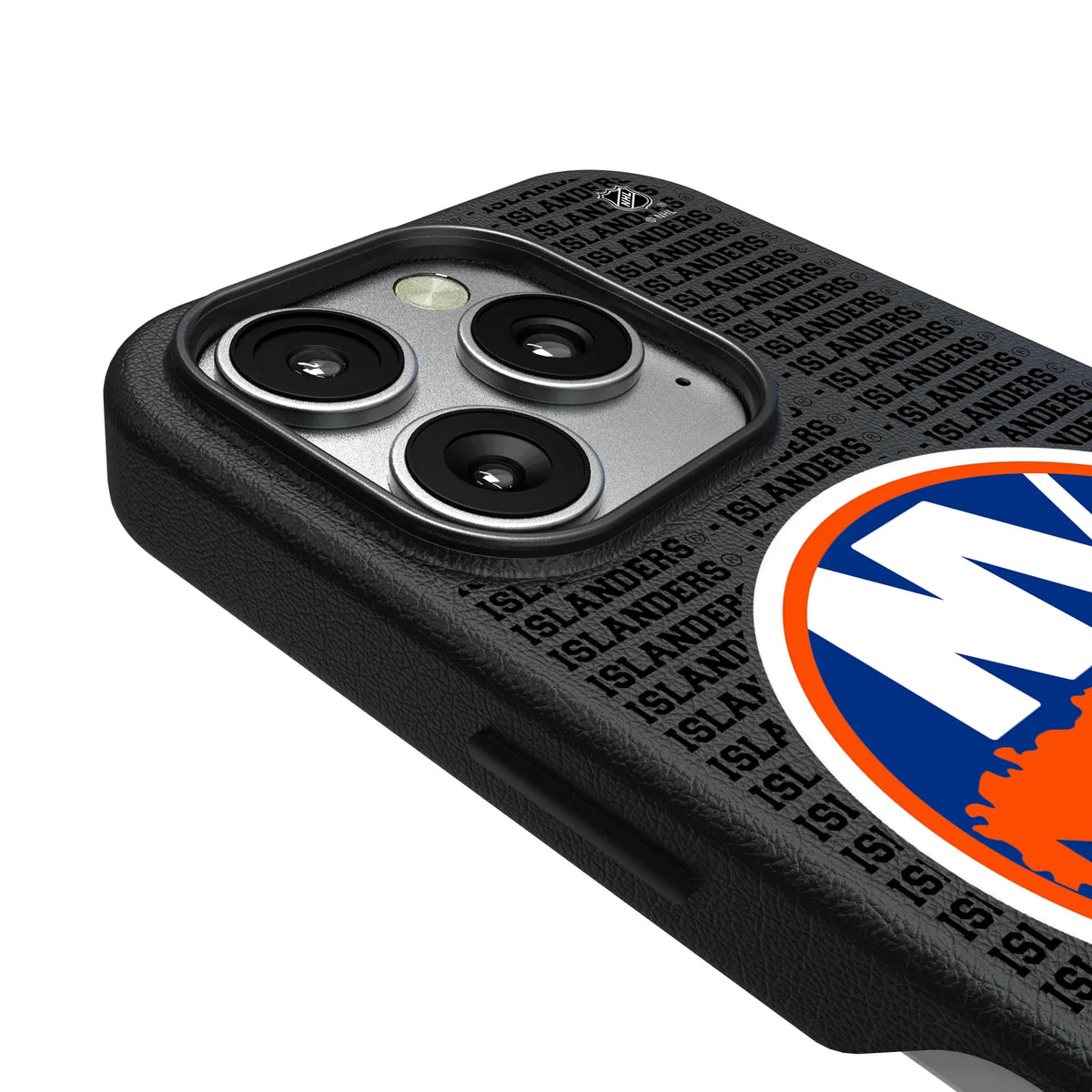 New York Islanders Text Backdrop iPhone MagSafe Compatible Phone Case for Apple iPhone - Detail#Device_iPhone 16 Pro