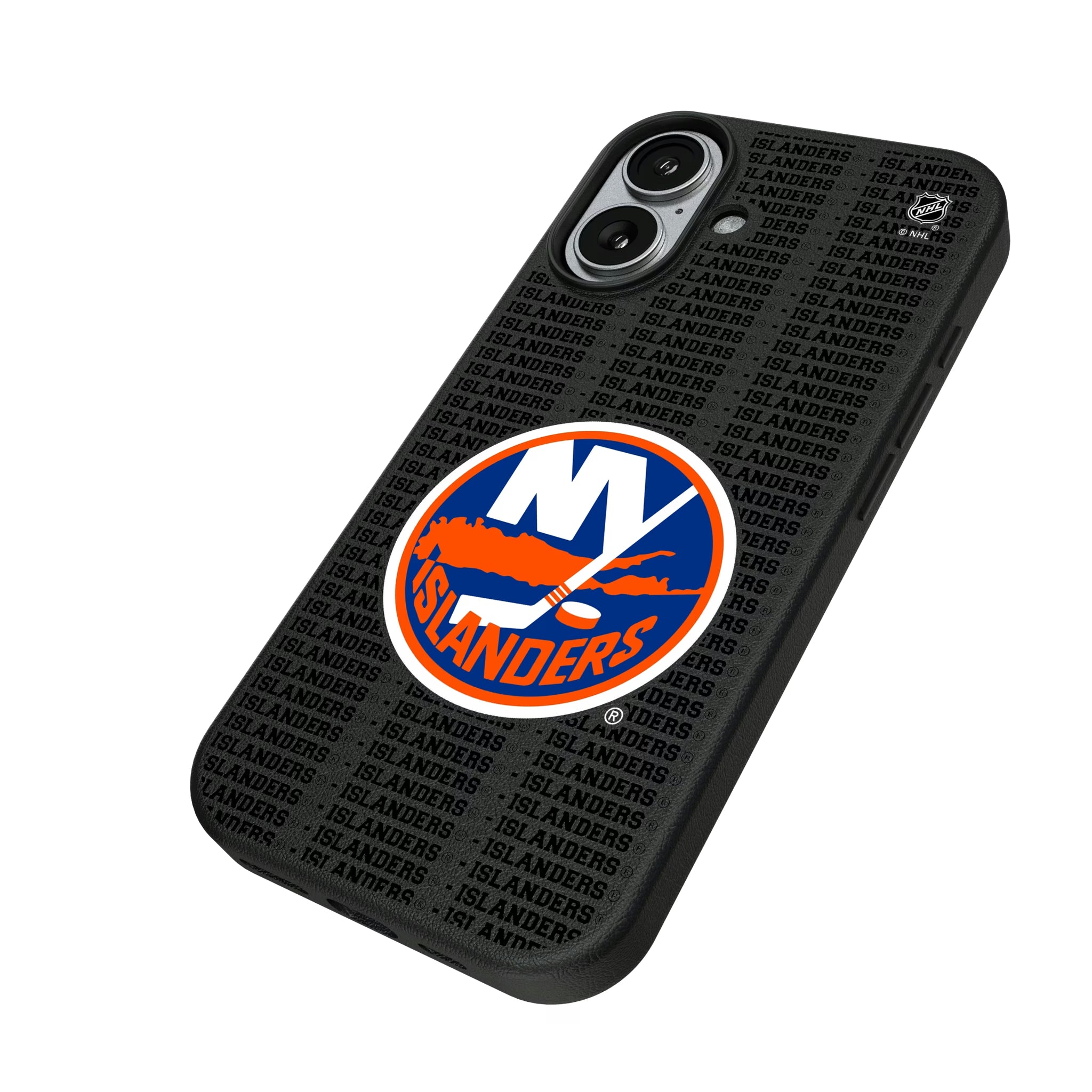New York Islanders Text Backdrop iPhone MagSafe Compatible Phone Case for Apple iPhone - Isometric View#Device_iPhone 17