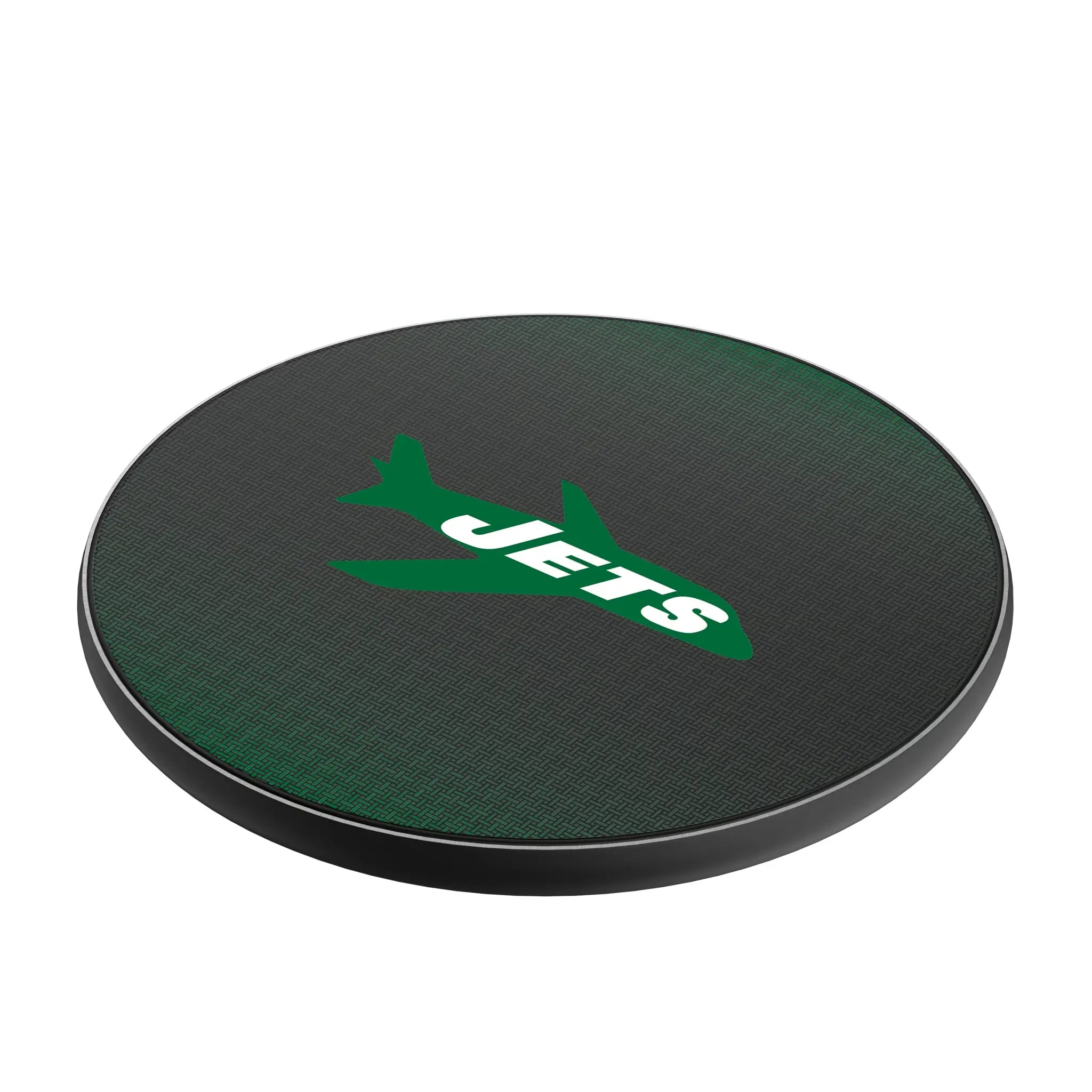 New York Jets 1963 Historic Collection Linen 15-Watt Wireless Charger - Isometric View