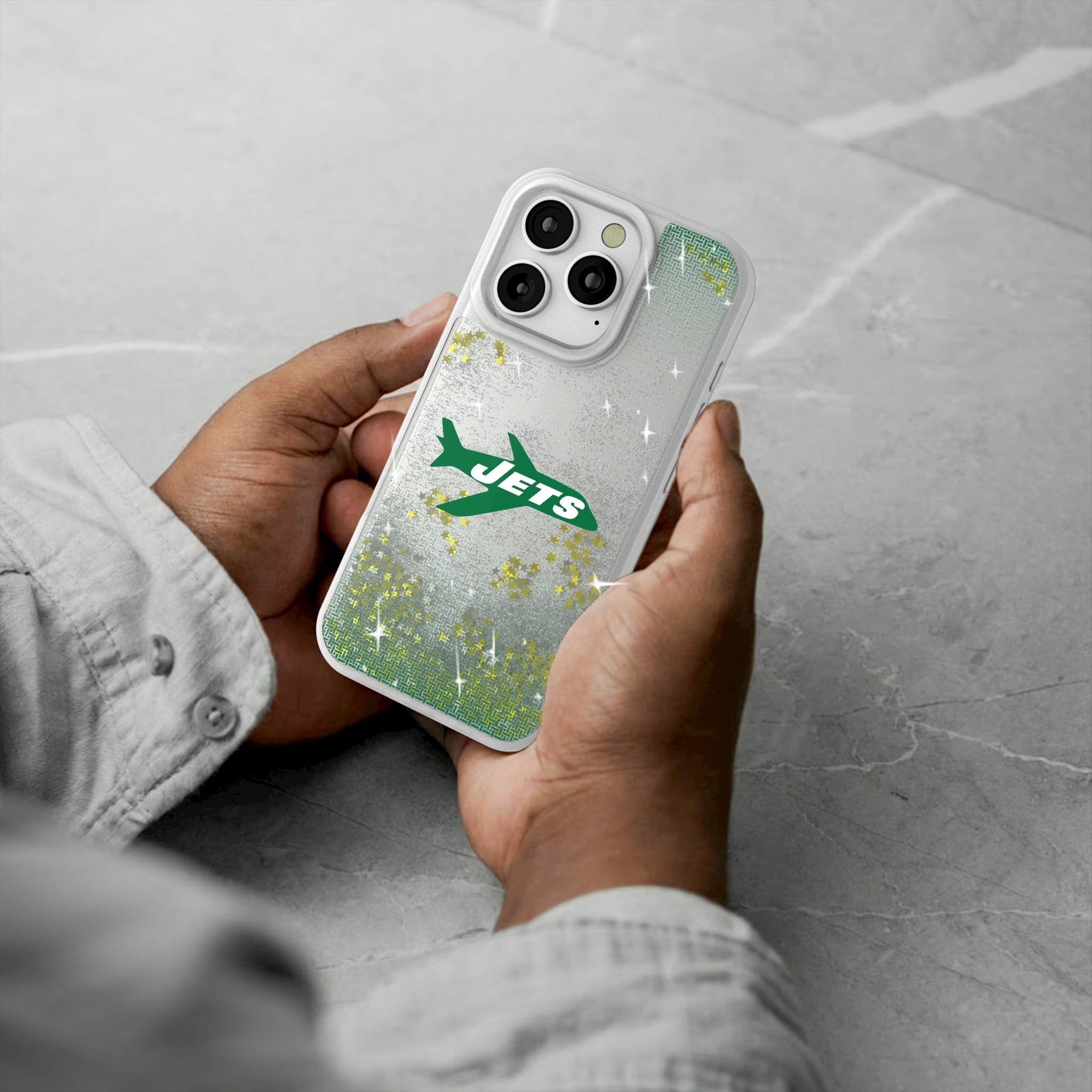 New York Jets 1963 Historic Collection Linen iPhone Glitter Phone Case for Apple iPhone - Lifestyle#Device_iPhone 16 Pro