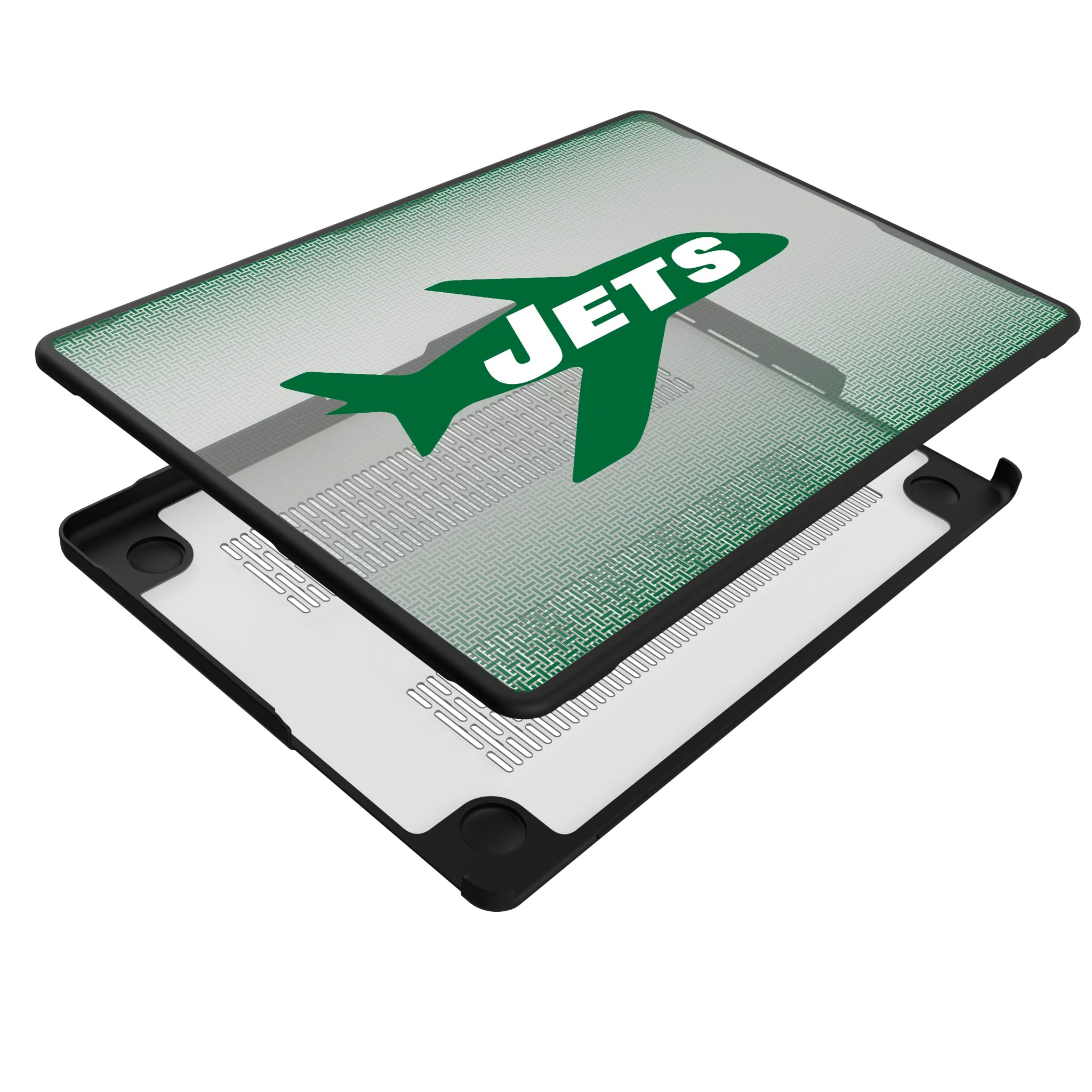 New York Jets 1963 Historic Collection Linen MacBook Laptop Case for Apple MacBook - Isometric View#Device_MacBook Pro (14-inch, 2021) / MacBook Pro (14-inch, 2023) / MacBook Pro (14-inch, 2024)