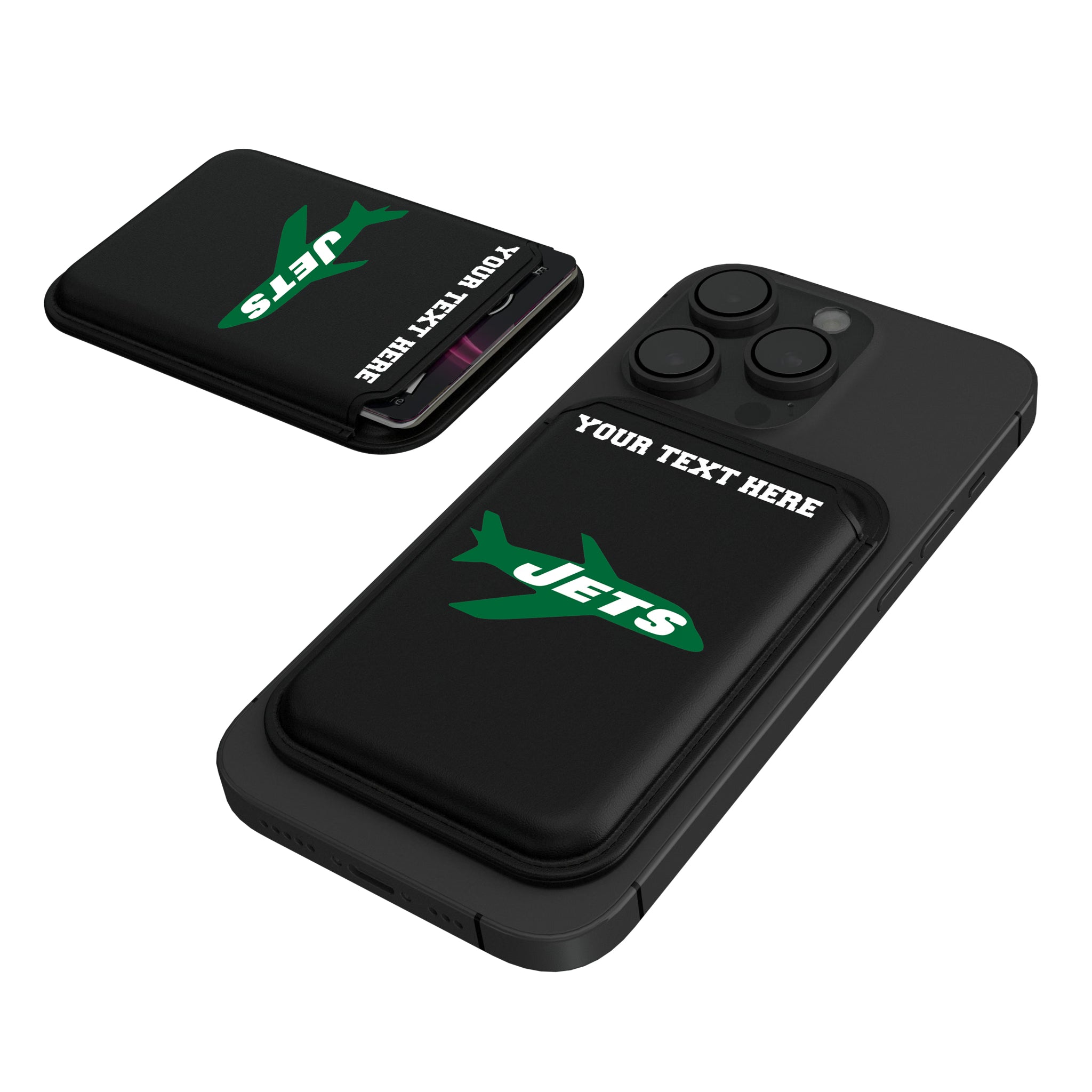 New York Jets 1963 Historic Collection Personalized Insignia Black Magnetic Credit Card Wallet