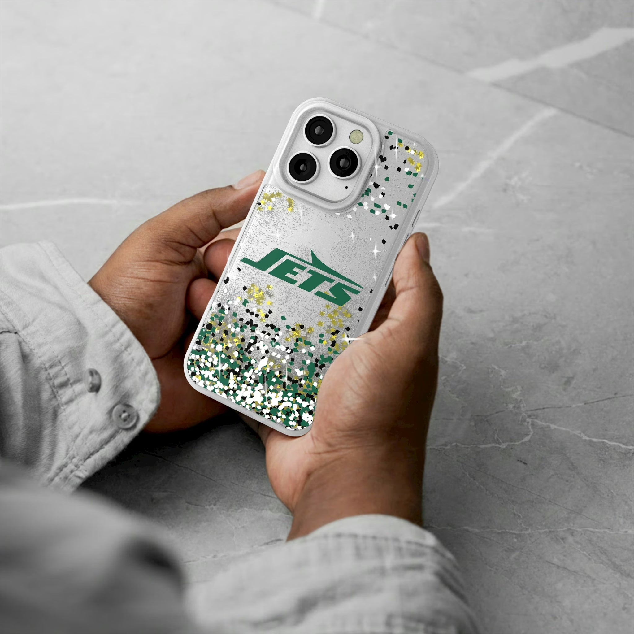 New York Jets Confetti iPhone Glitter Phone Case for Apple iPhone - Lifestyle#Device_iPhone 16 Pro