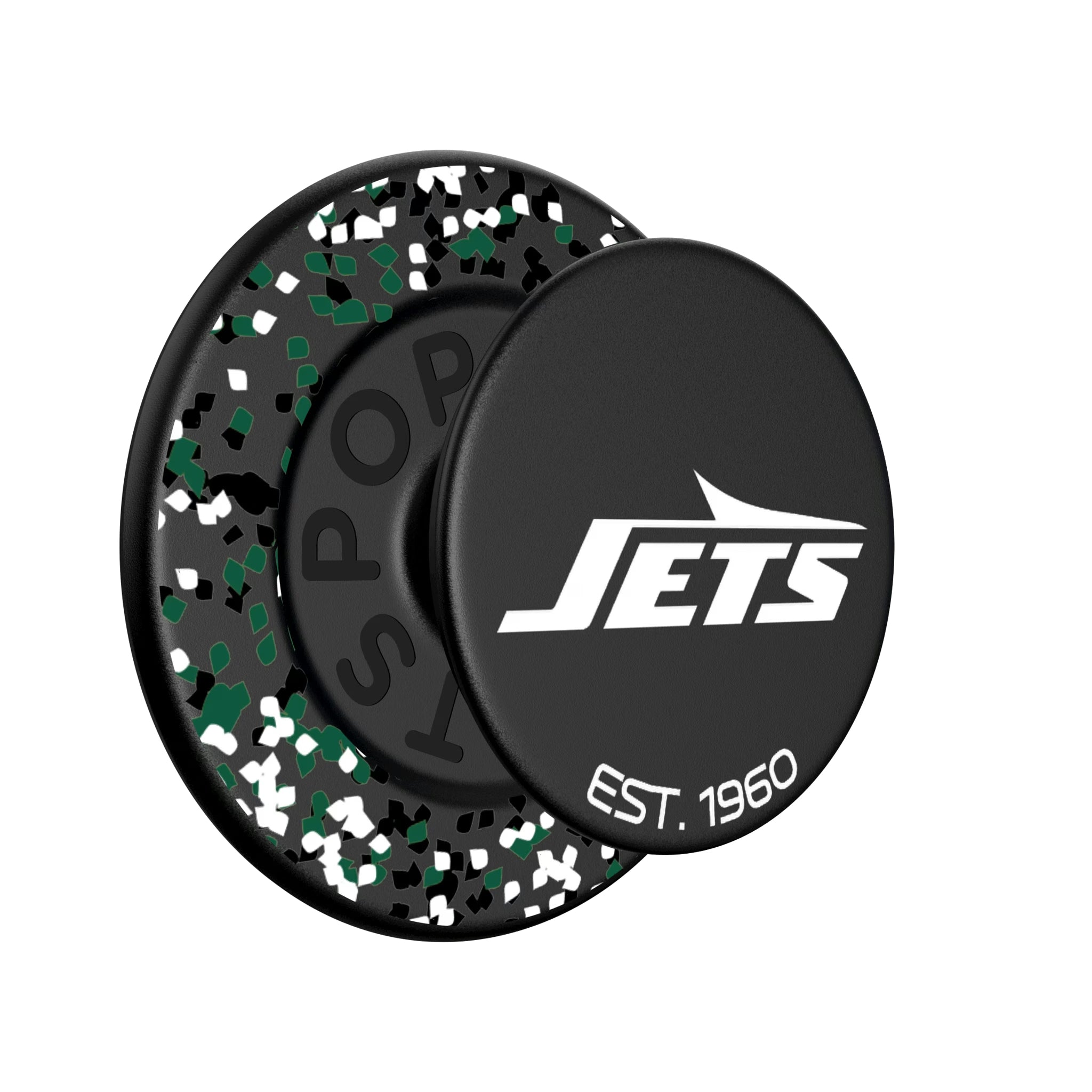 New York Jets Confetti Popsockets Round Magnetic - Isometric View