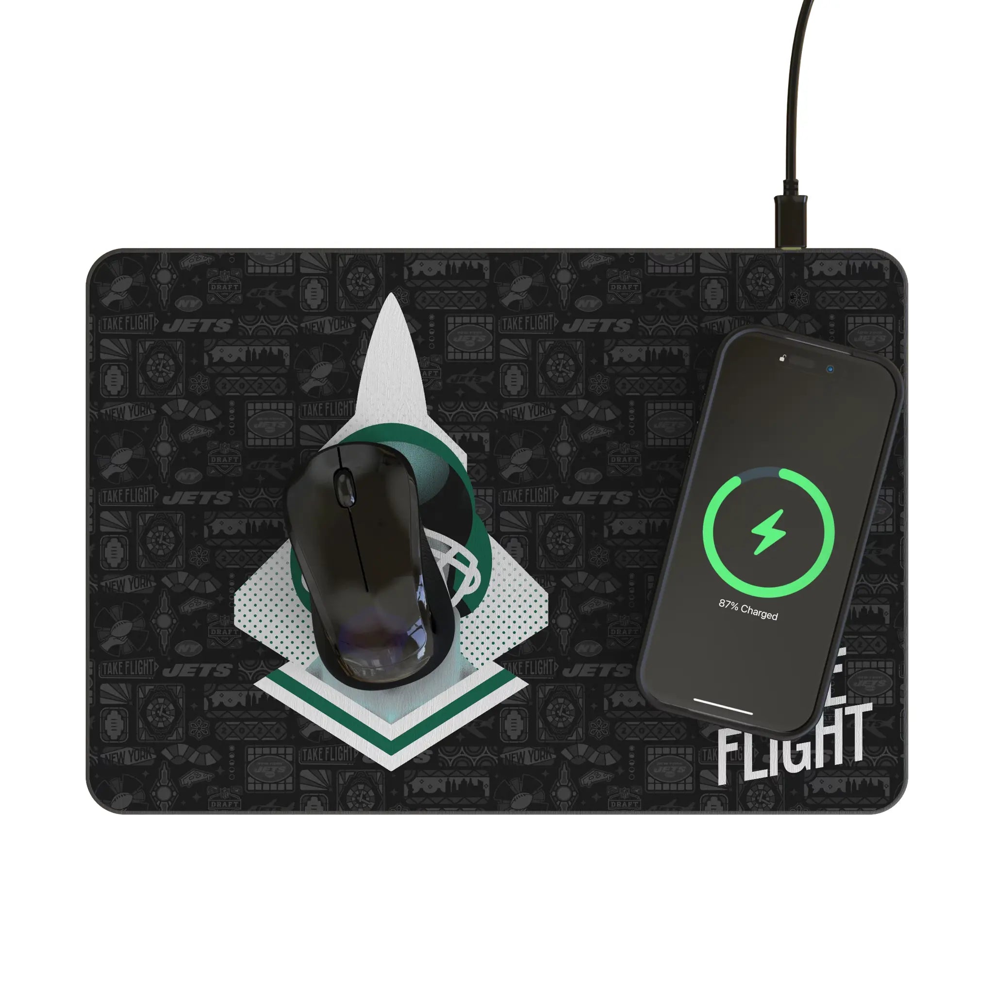 New York Jets Deco 15-Watt Wireless Charger and Mouse Pad - Lifestyle