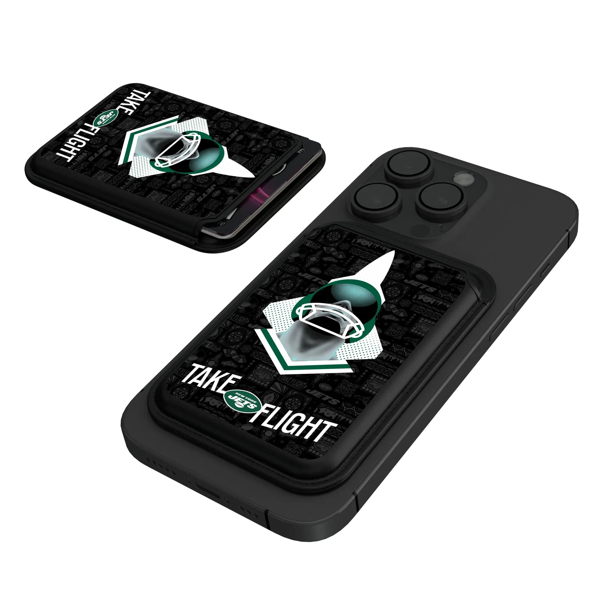 New York Jets Deco Black Magnetic Credit Card Wallet