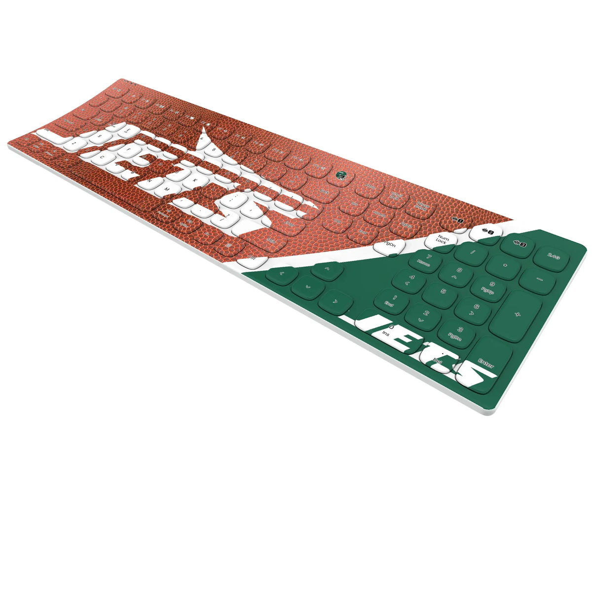 New York Jets Football KKB605 Curved Wireless Keyboard - Isometric View