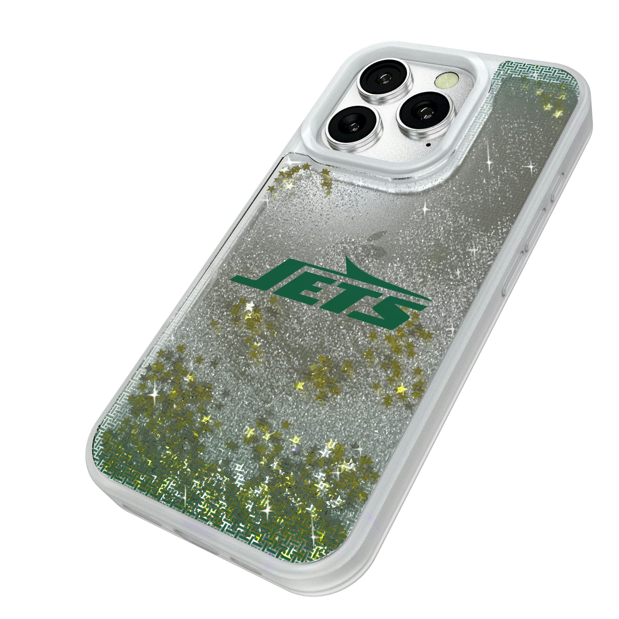 New York Jets Linen iPhone Glitter Phone Case for Apple iPhone - Isometric View#Device_iPhone 16 Pro