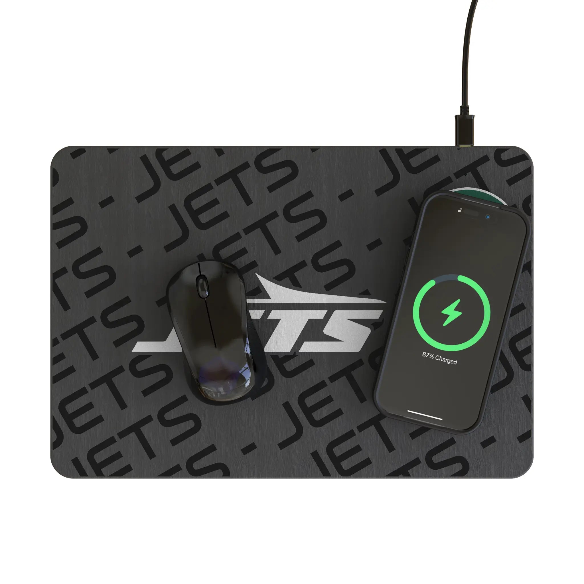 New York Jets Monocolor Tilt 15-Watt Wireless Charger and Mouse Pad - Lifestyle