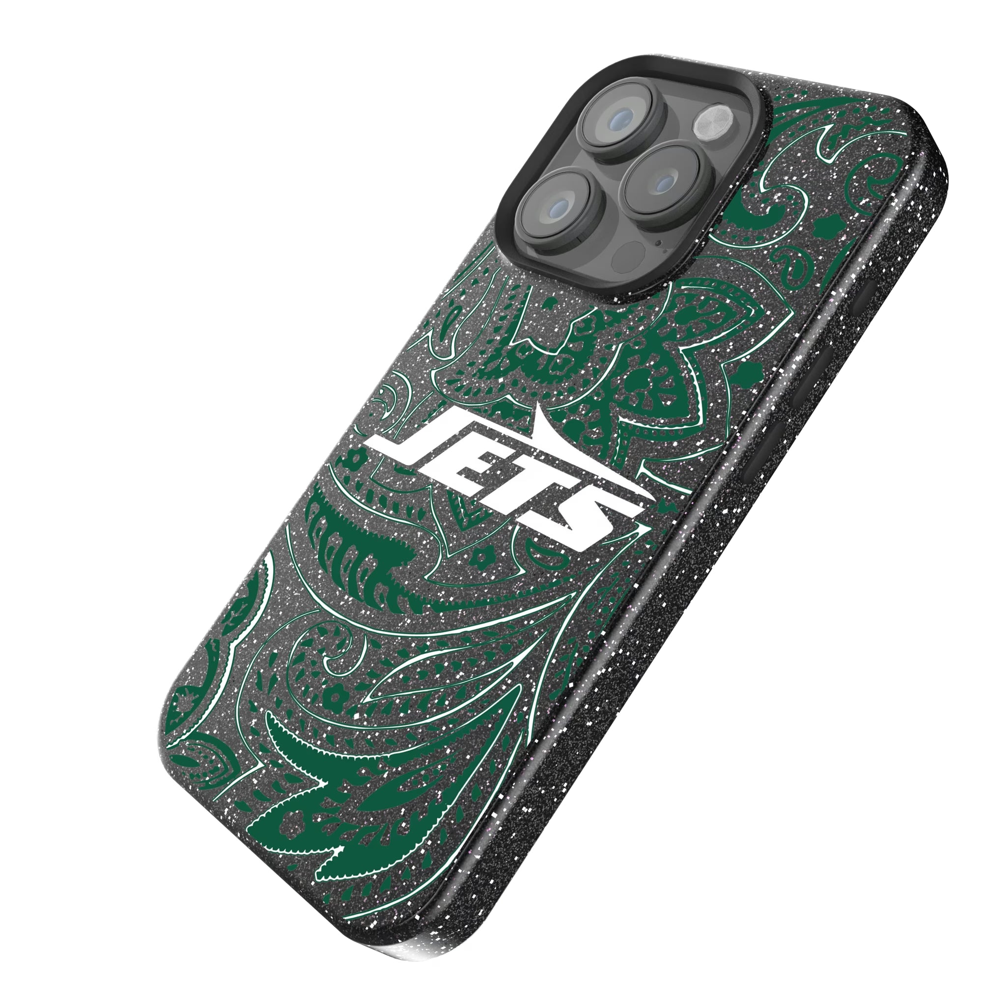 New York Jets Paisley iPhone Bling Phone Case for Apple iPhone - Isometric View