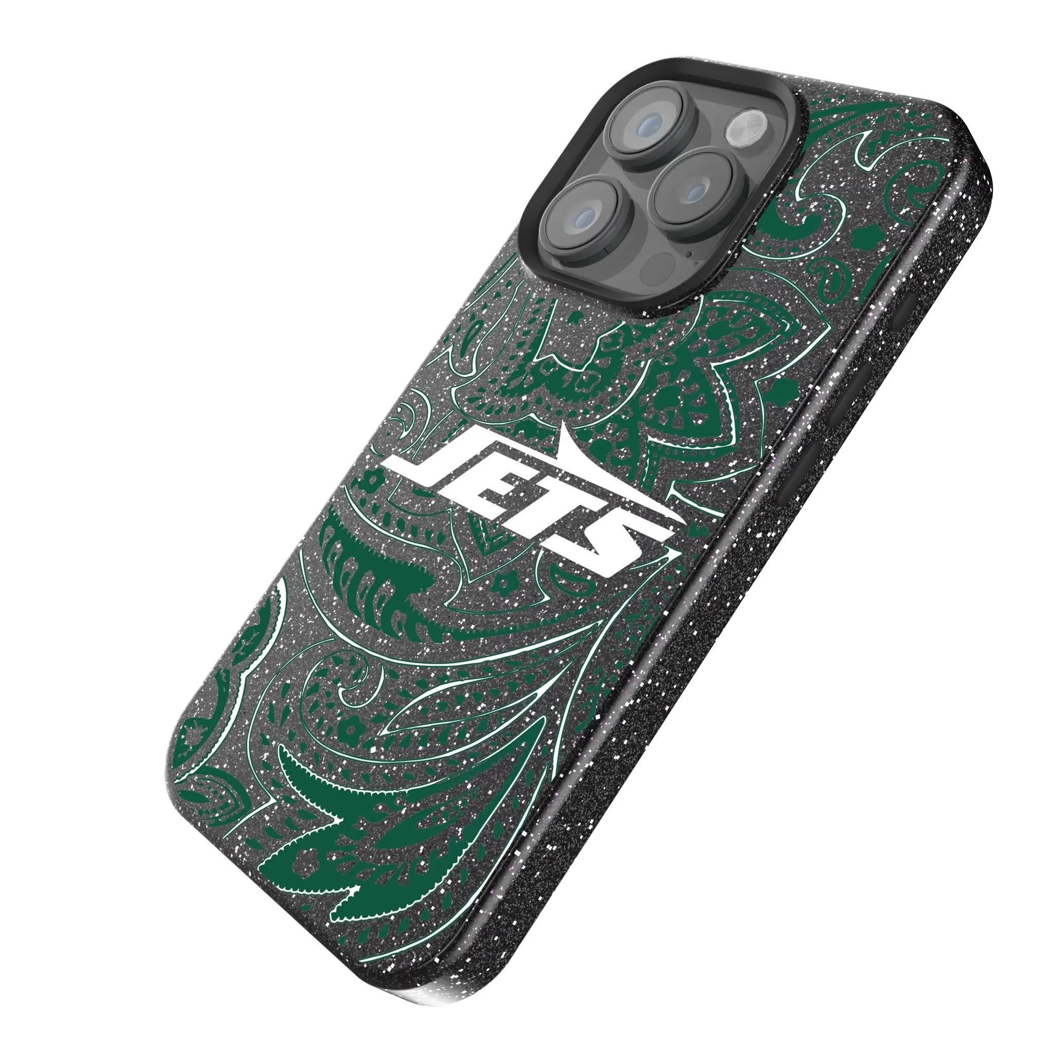New York Jets Paisley iPhone Bling Phone Case for Apple iPhone - Isometric View