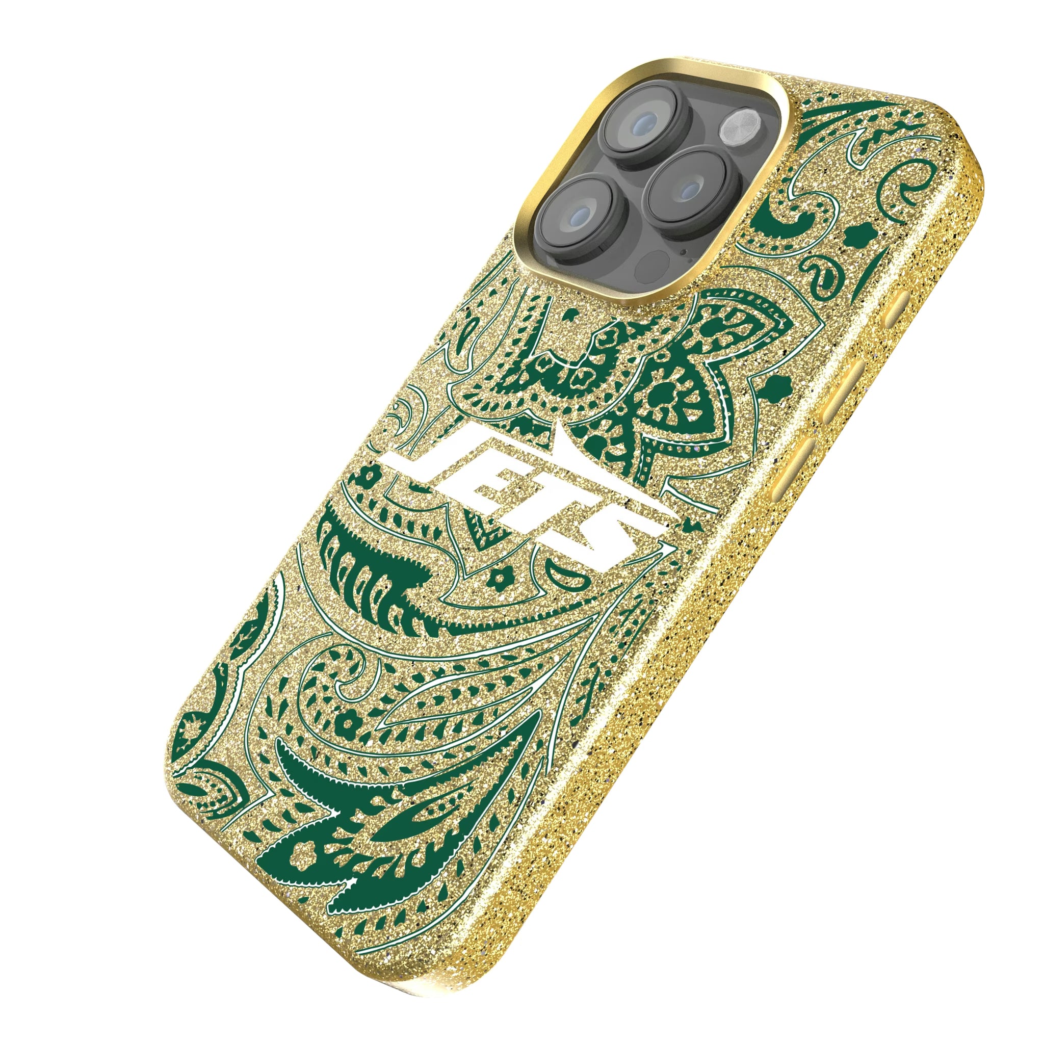 New York Jets Paisley iPhone Bling Phone Case for Apple iPhone - Isometric View