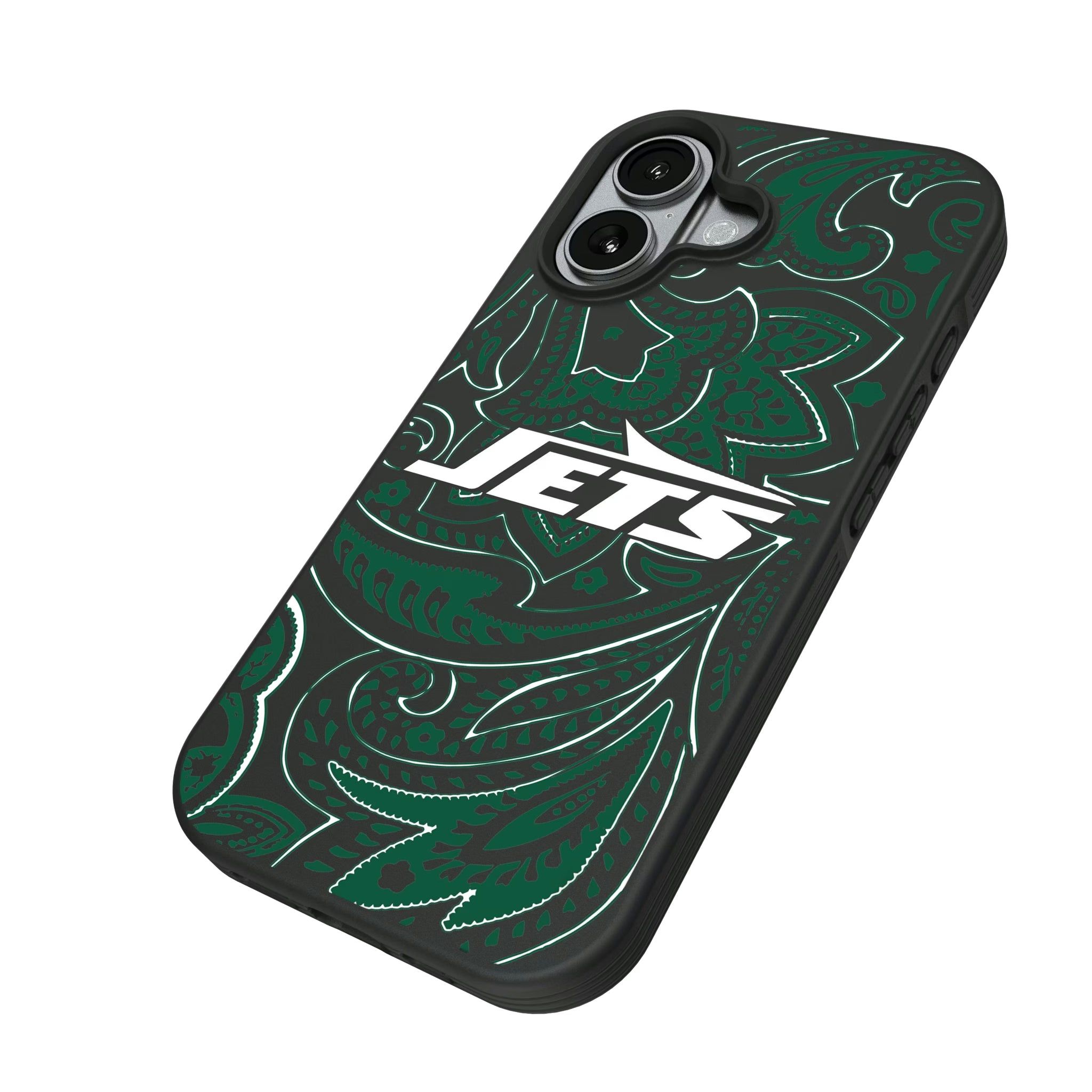 New York Jets Paisley iPhone Bump Phone Case for Apple iPhone - Isometric View#Device_iPhone 17