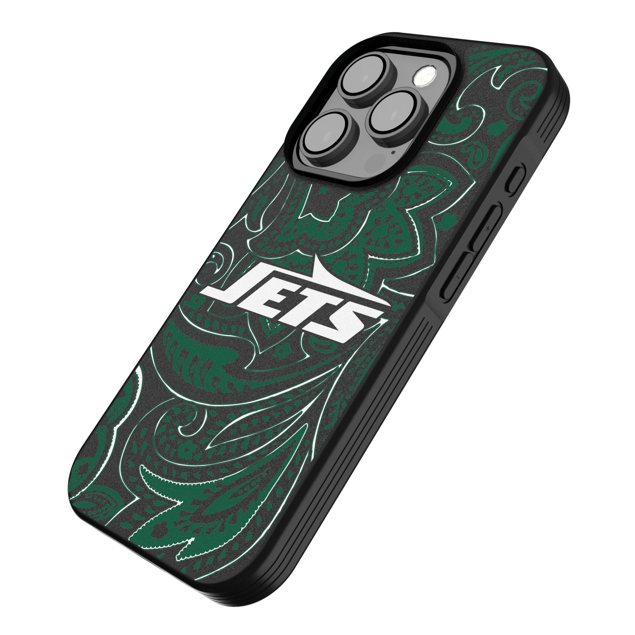 New York Jets Paisley iPhone Bump Phone Case for Apple iPhone - Isometric View