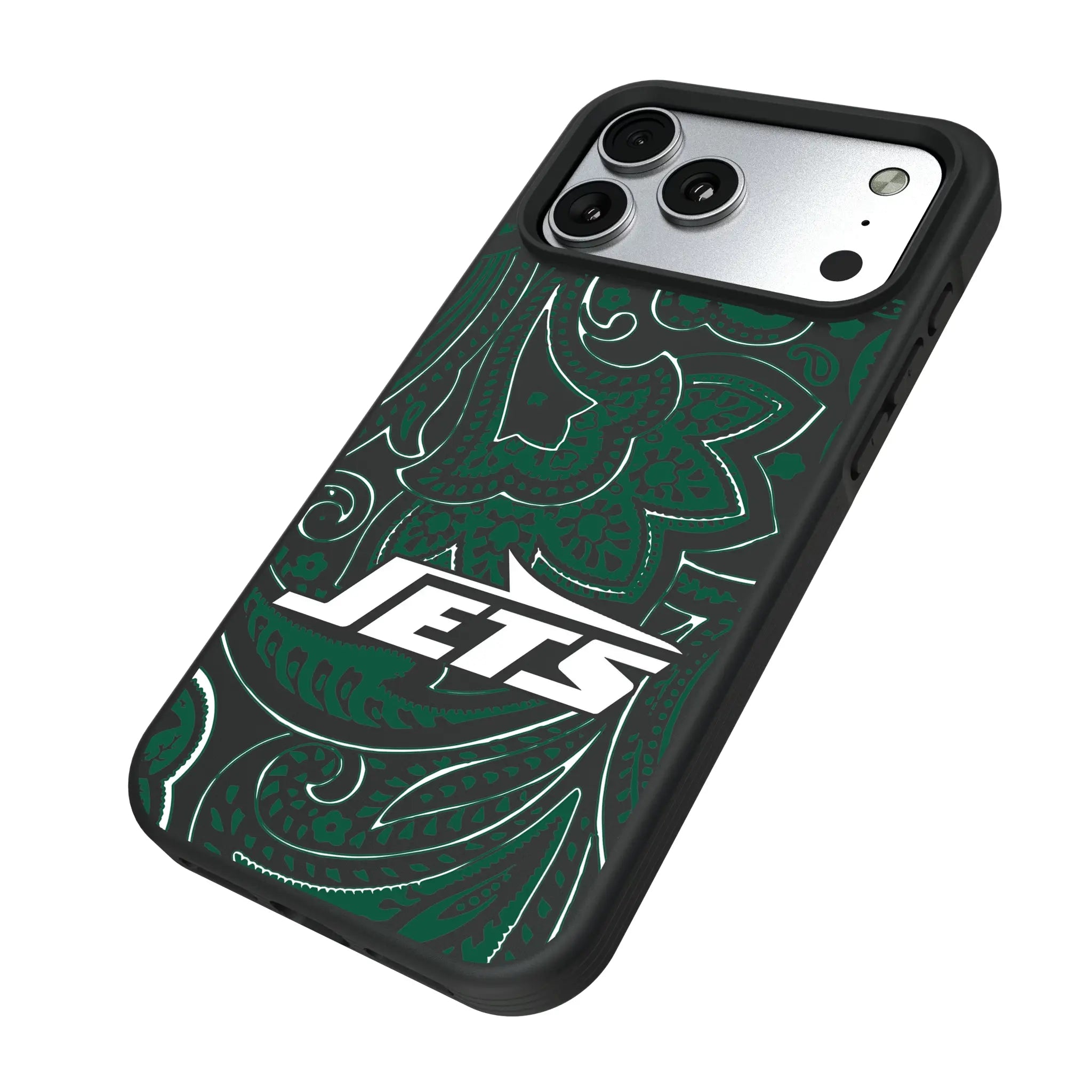 New York Jets Paisley iPhone Bump Phone Case for Apple iPhone - Isometric View#Device_iPhone 17 Pro Max