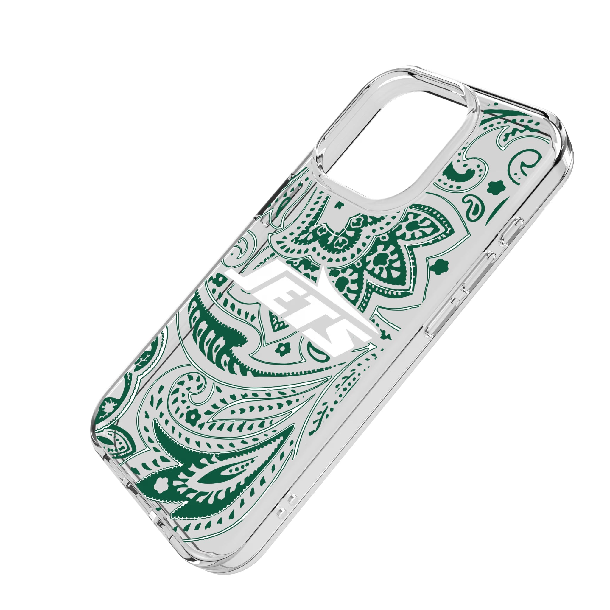 New York Jets Paisley iPhone Clear Phone Case for Apple iPhone - Isometric View