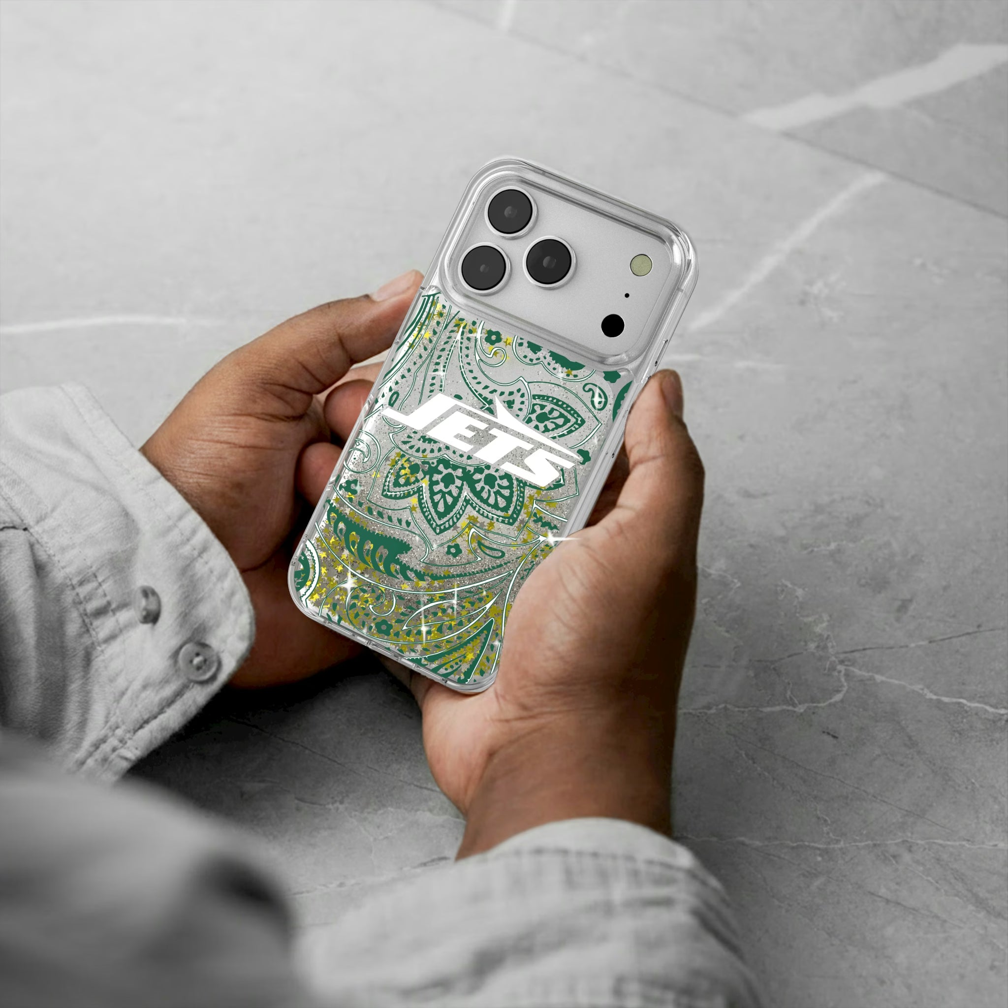 New York Jets Paisley iPhone Glitter Phone Case for Apple iPhone - Lifestyle