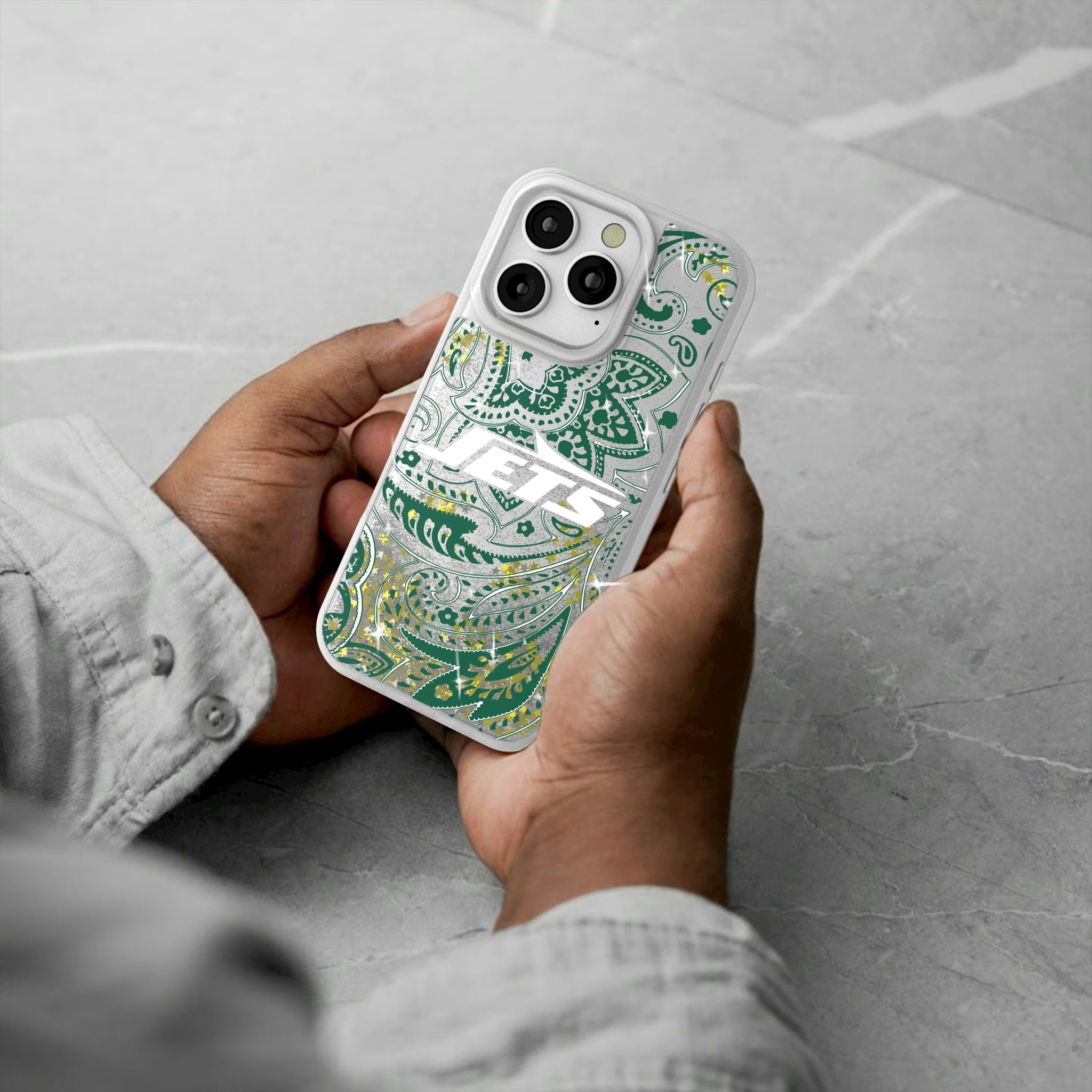 New York Jets Paisley iPhone Glitter Phone Case for Apple iPhone - Lifestyle#Device_iPhone 16 Pro
