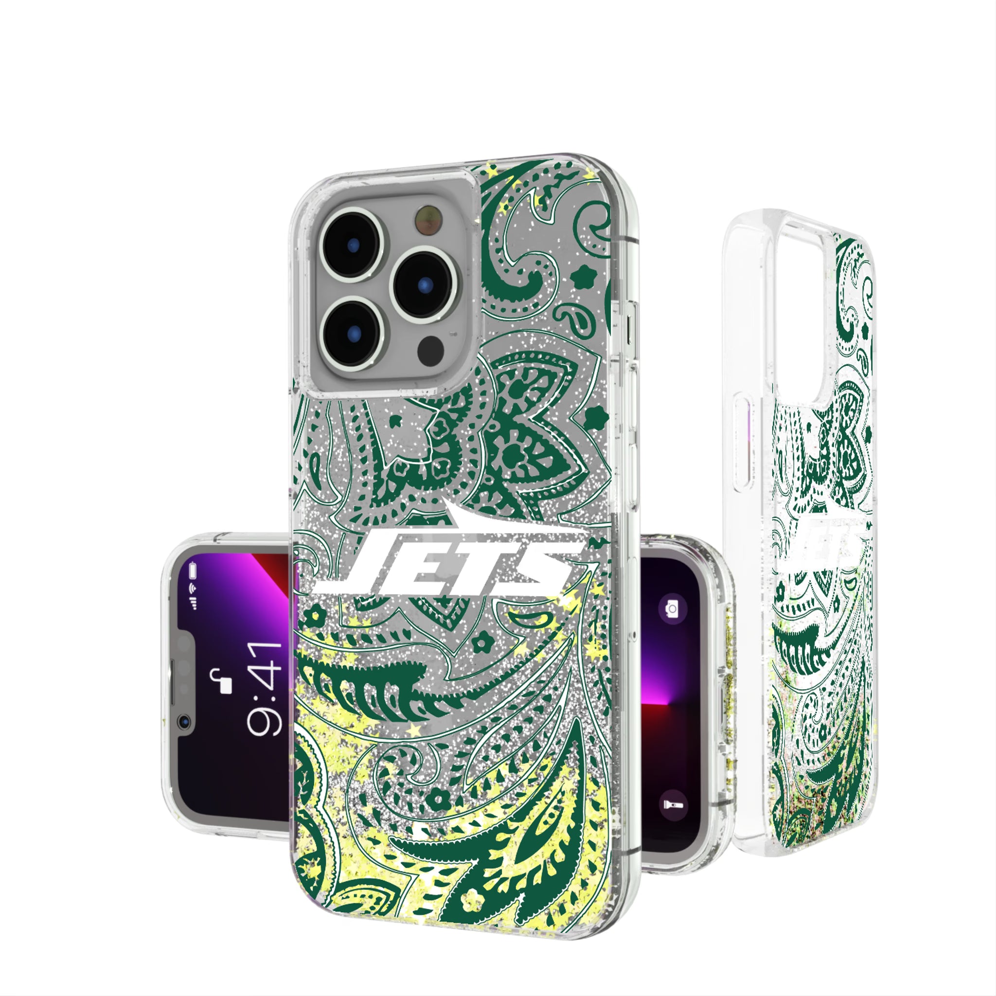 New York Jets Paisley iPhone Glitter Phone Case for Apple iPhone
