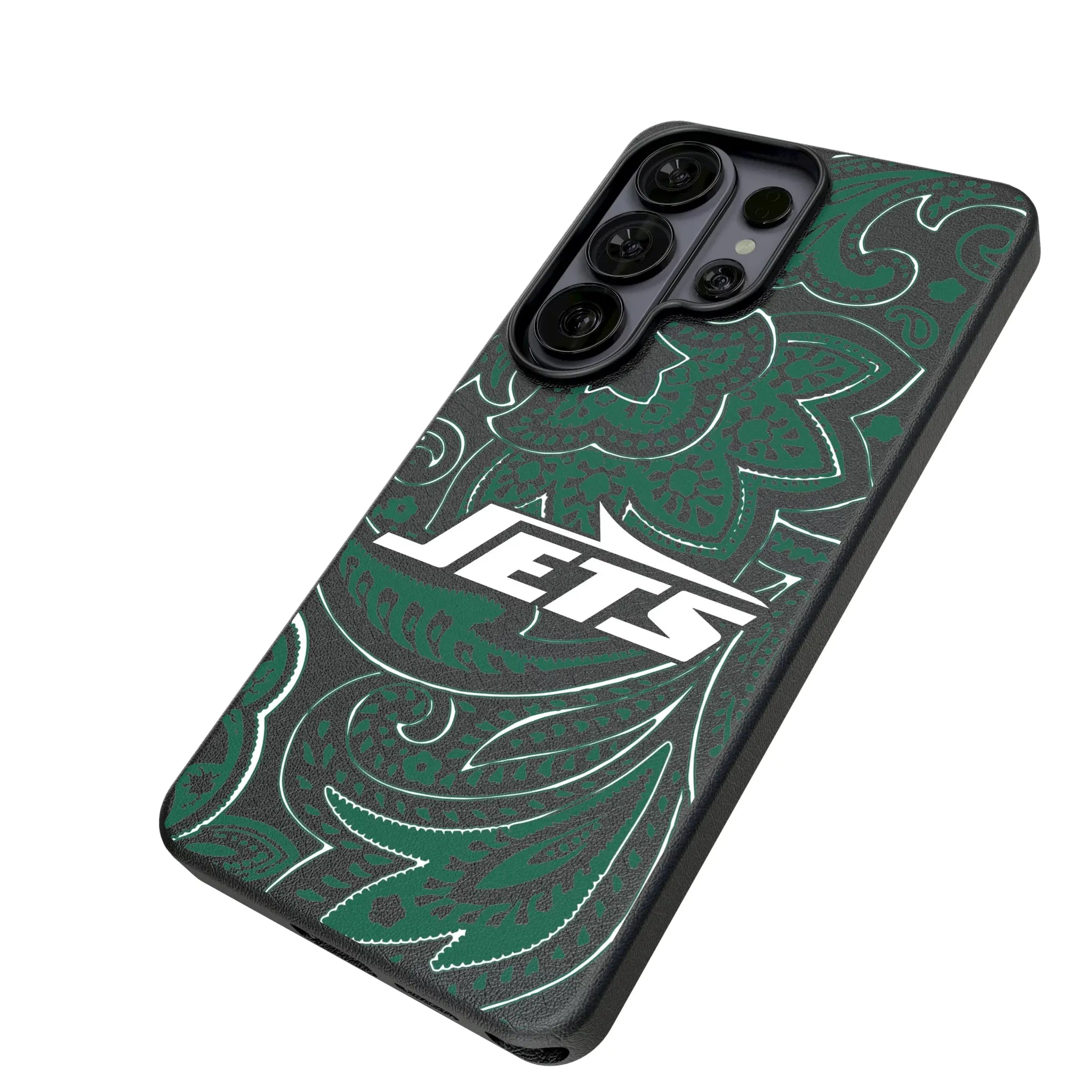 New York Jets Paisley Galaxy MagSafe Compatible Phone Case for Samsung Galaxy - Isometric View#Device_Galaxy S26 Ultra