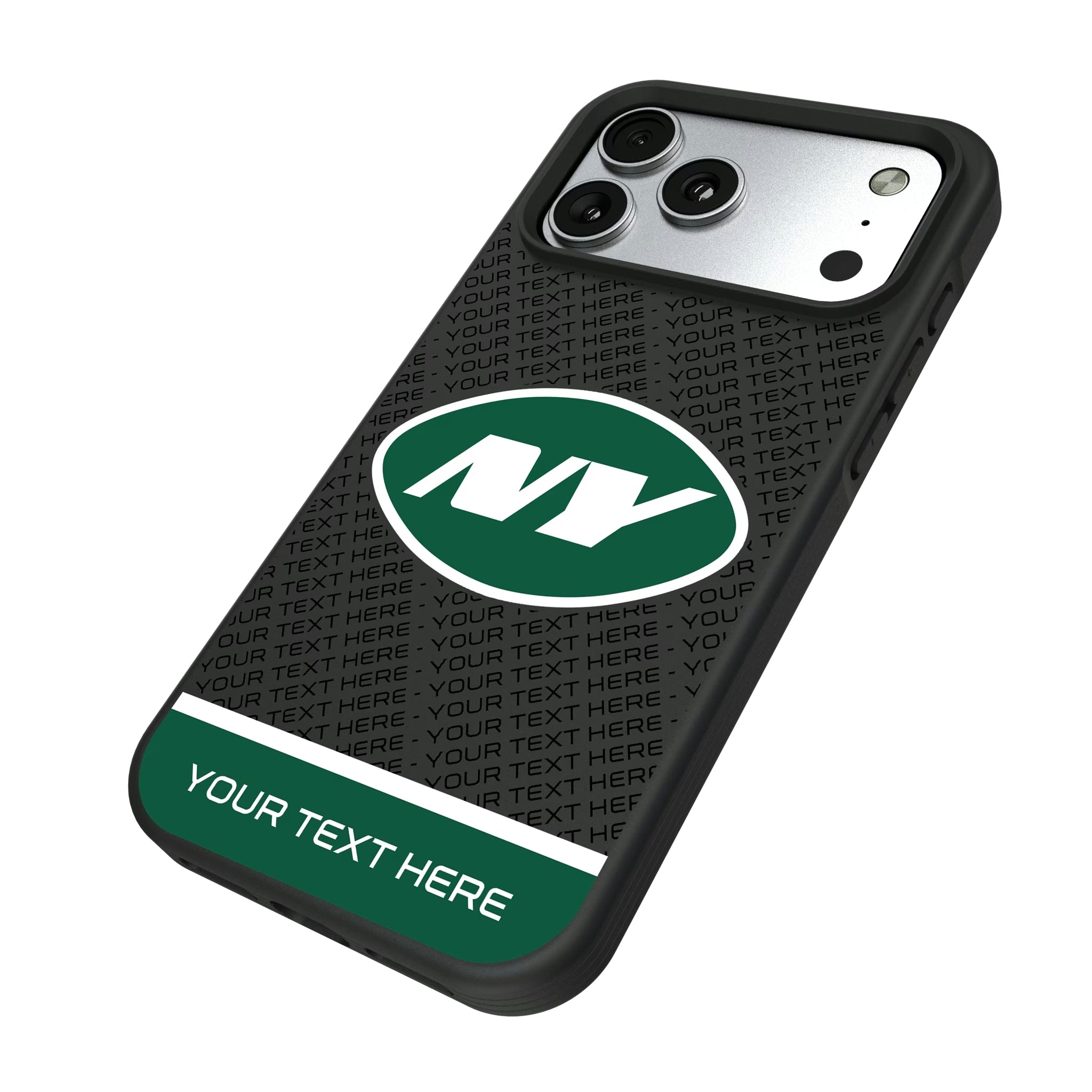 New York Jets Personalized EndZone Plus iPhone Bump Phone Case for Apple iPhone - Isometric View#Device_iPhone 17 Pro Max