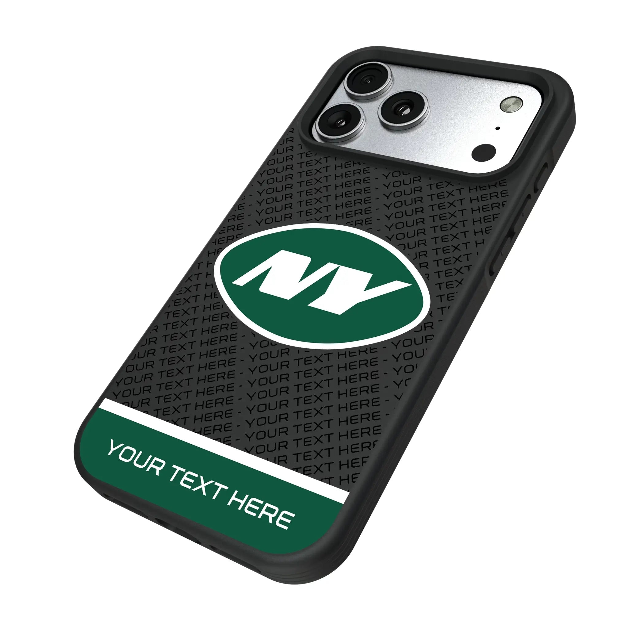 New York Jets Personalized EndZone Plus iPhone Bump Phone Case for Apple iPhone - Isometric View#Device_iPhone 17 Pro Max