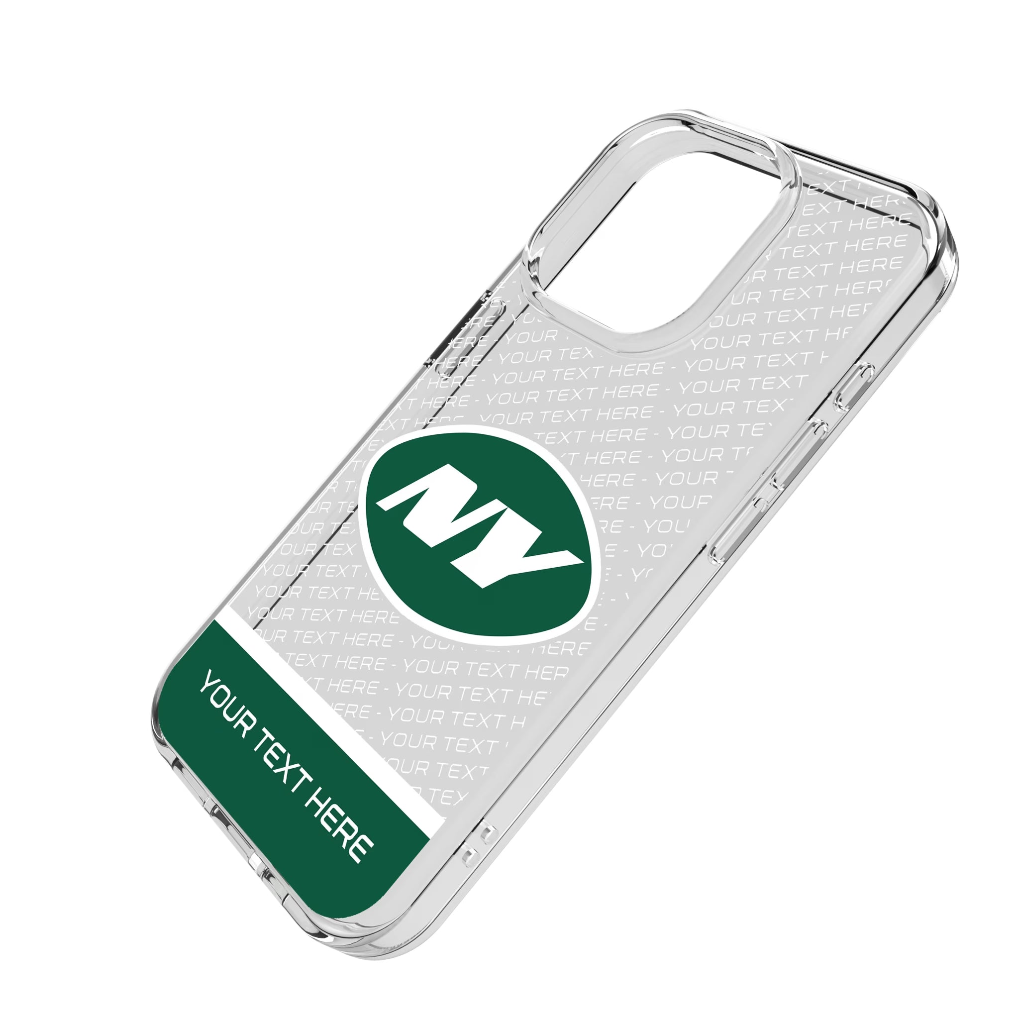 New York Jets Personalized EndZone Plus iPhone Clear Phone Case for Apple iPhone - Isometric View