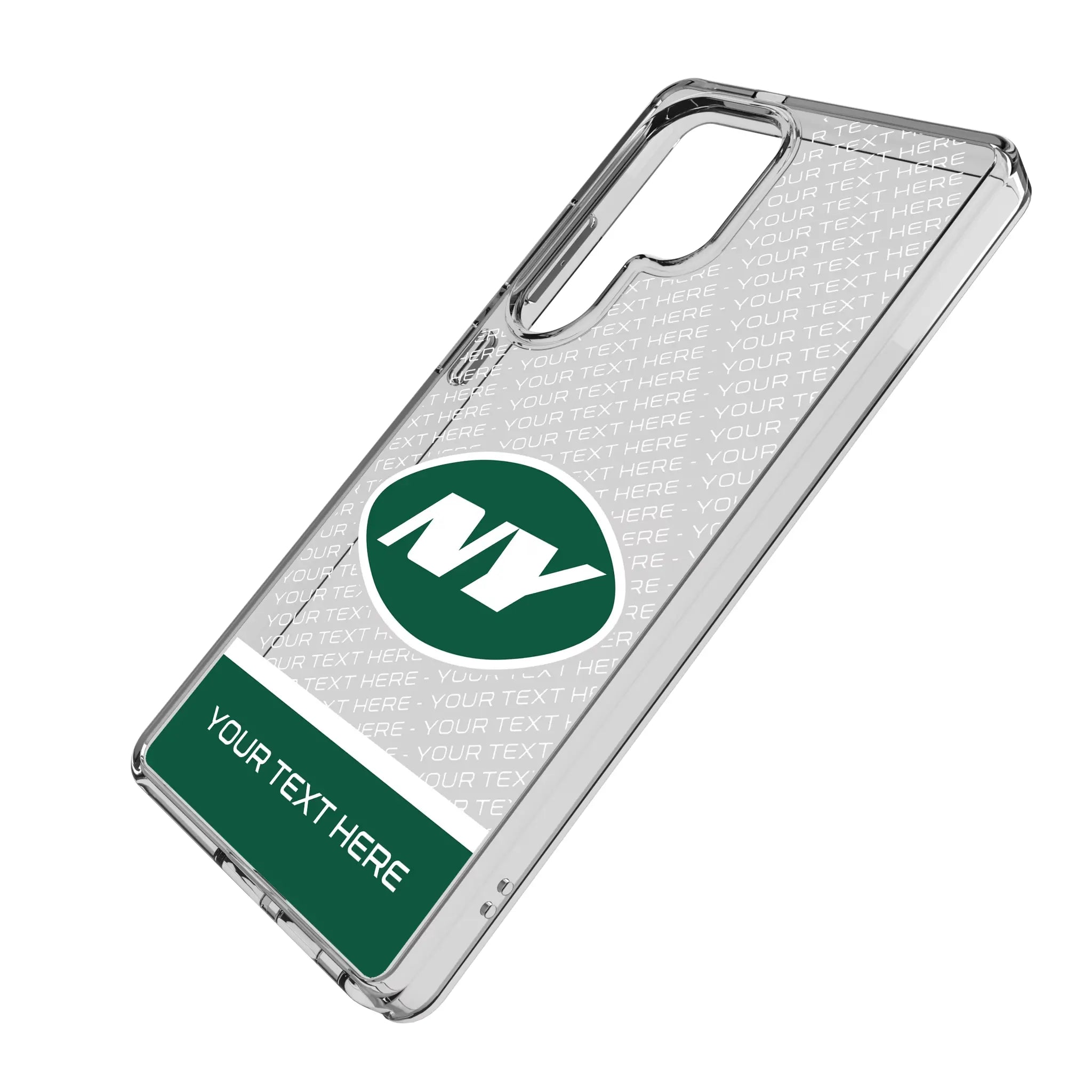 New York Jets Personalized EndZone Plus Galaxy Clear Phone Case for Samsung Galaxy - Isometric View#Device_Galaxy S25 Ultra