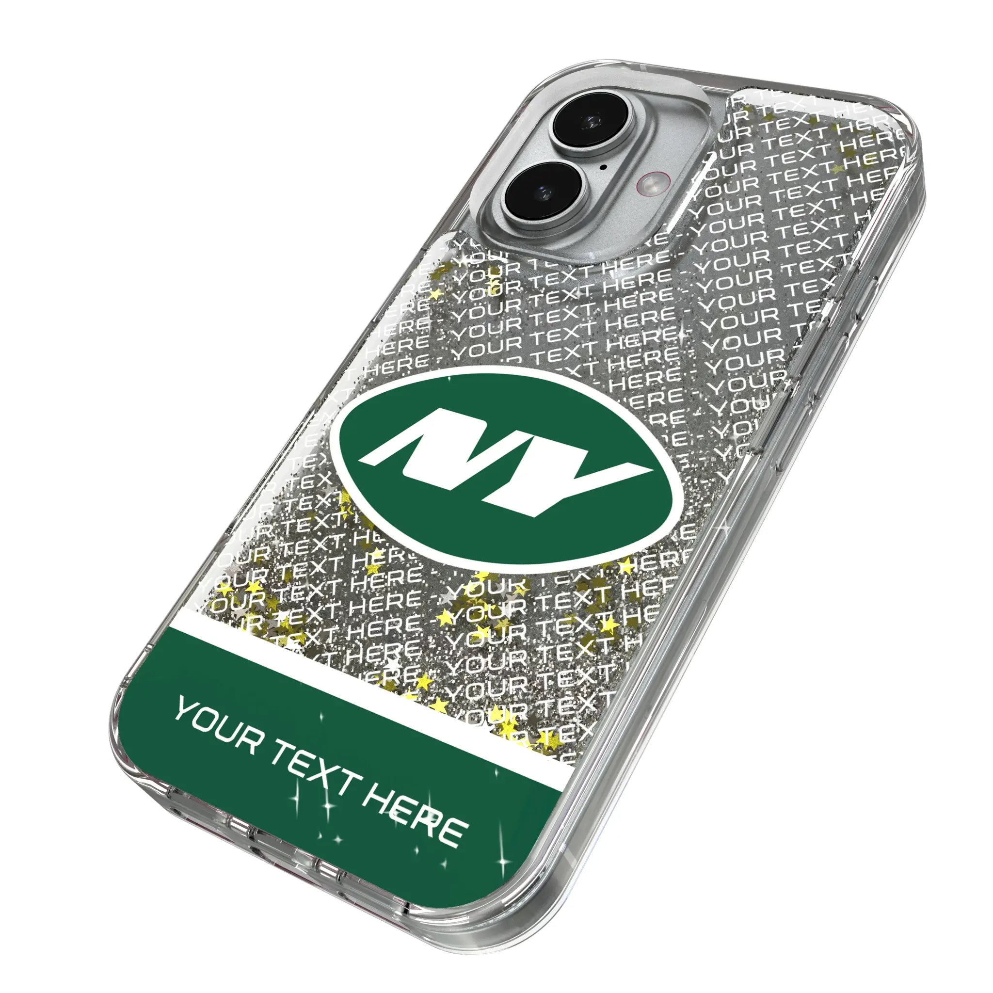 New York Jets Personalized EndZone Plus iPhone Glitter Phone Case for Apple iPhone - Isometric View