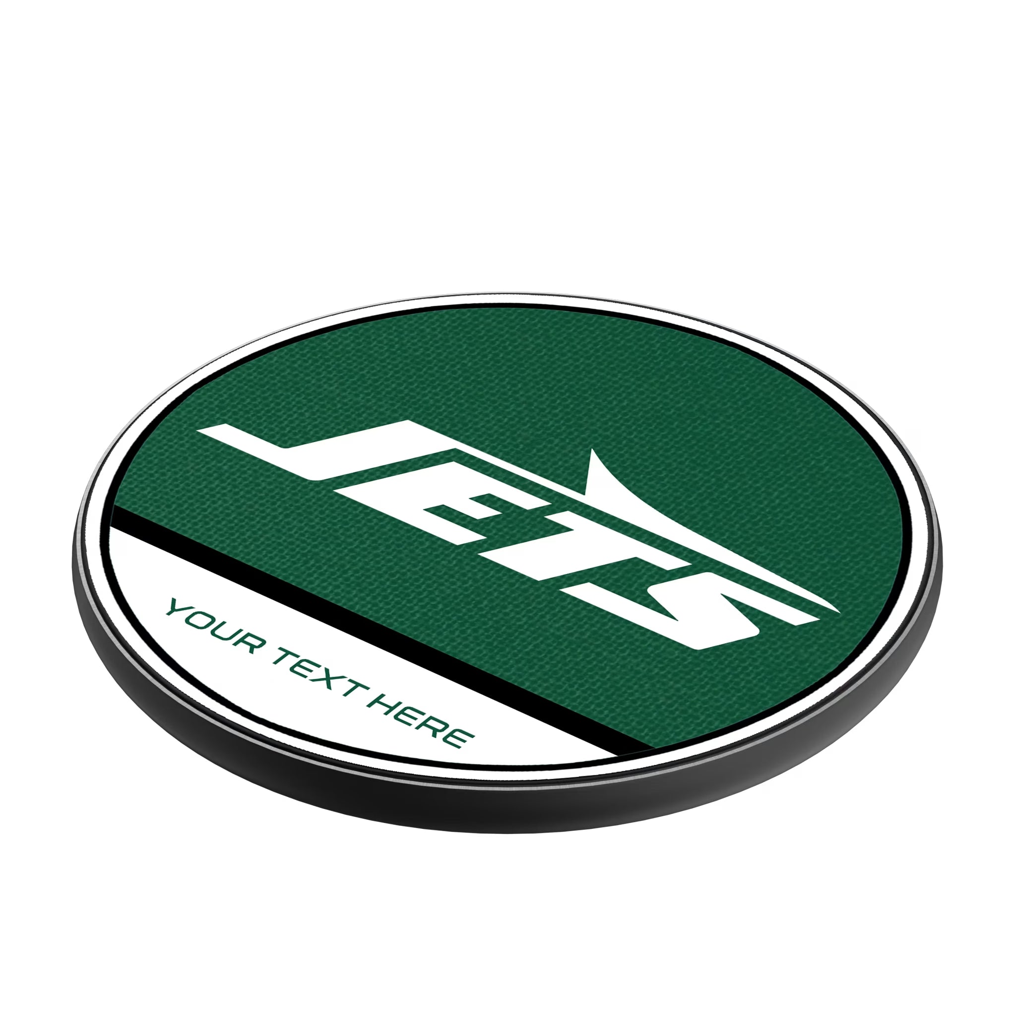 New York Jets Personalized Endzone Solid 15-Watt Wireless Charger - Isometric View